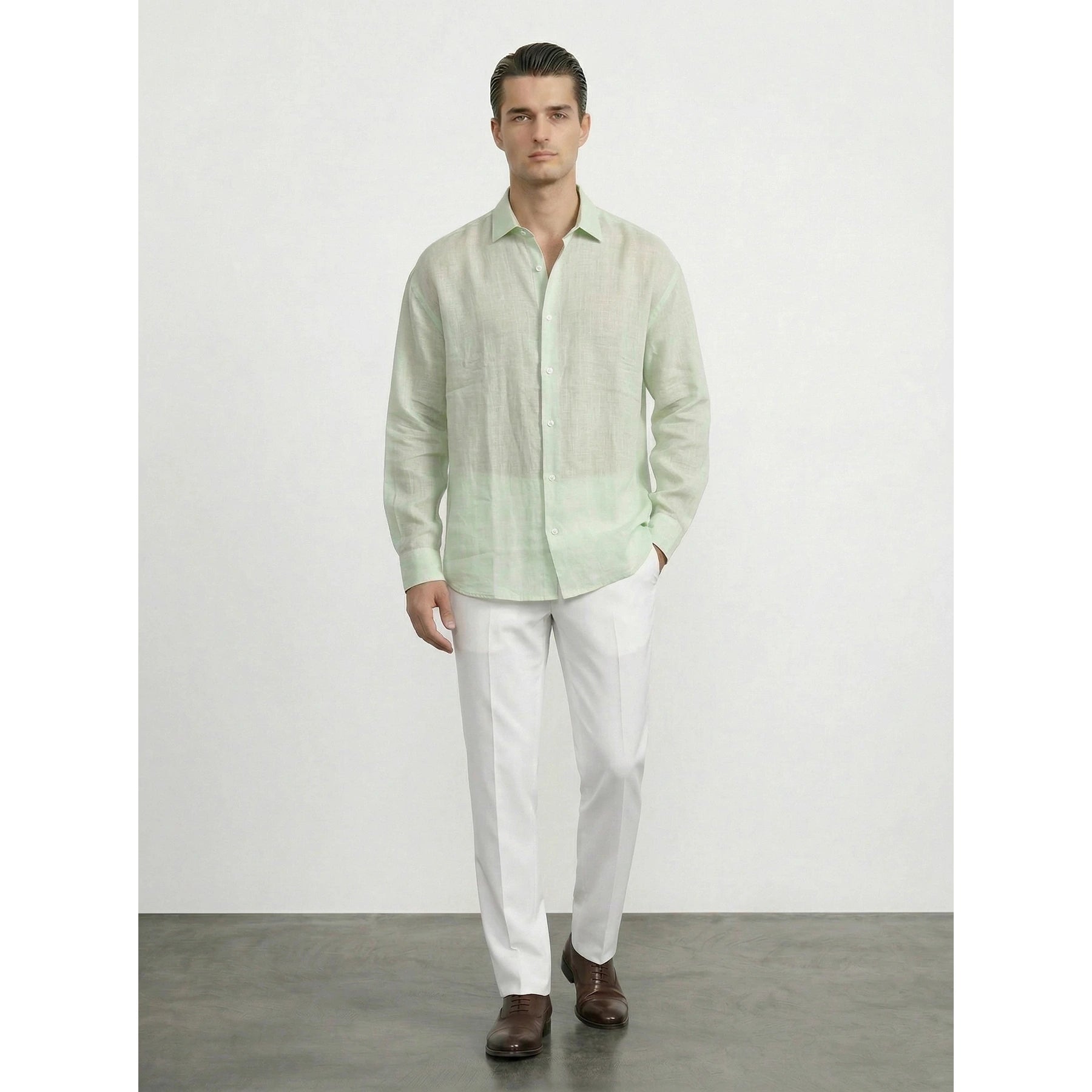Light Green Irish Linen Oversized Shirt | Montivo Pakistan