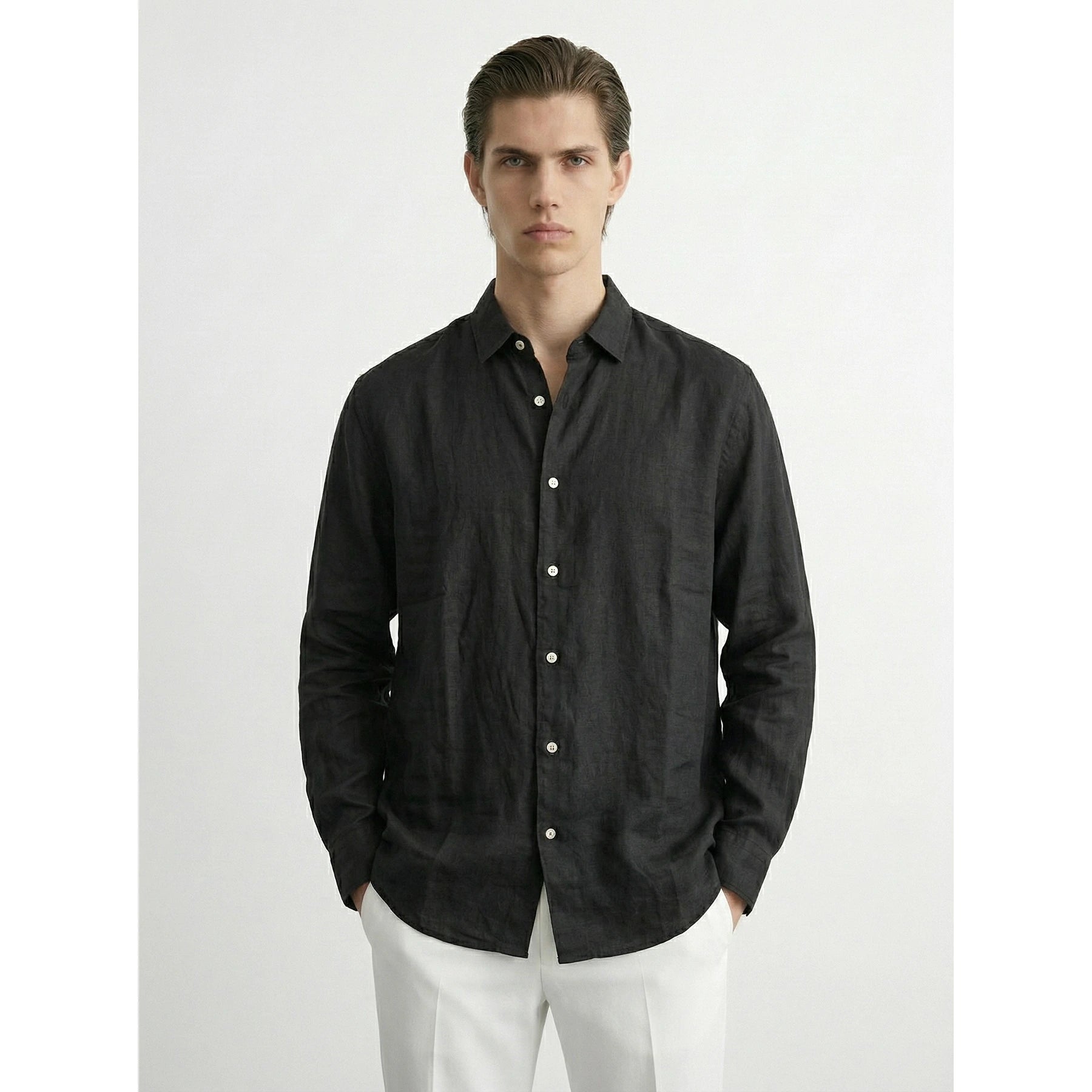 Black Linen Oversized Shirt | Montivo Pakistan