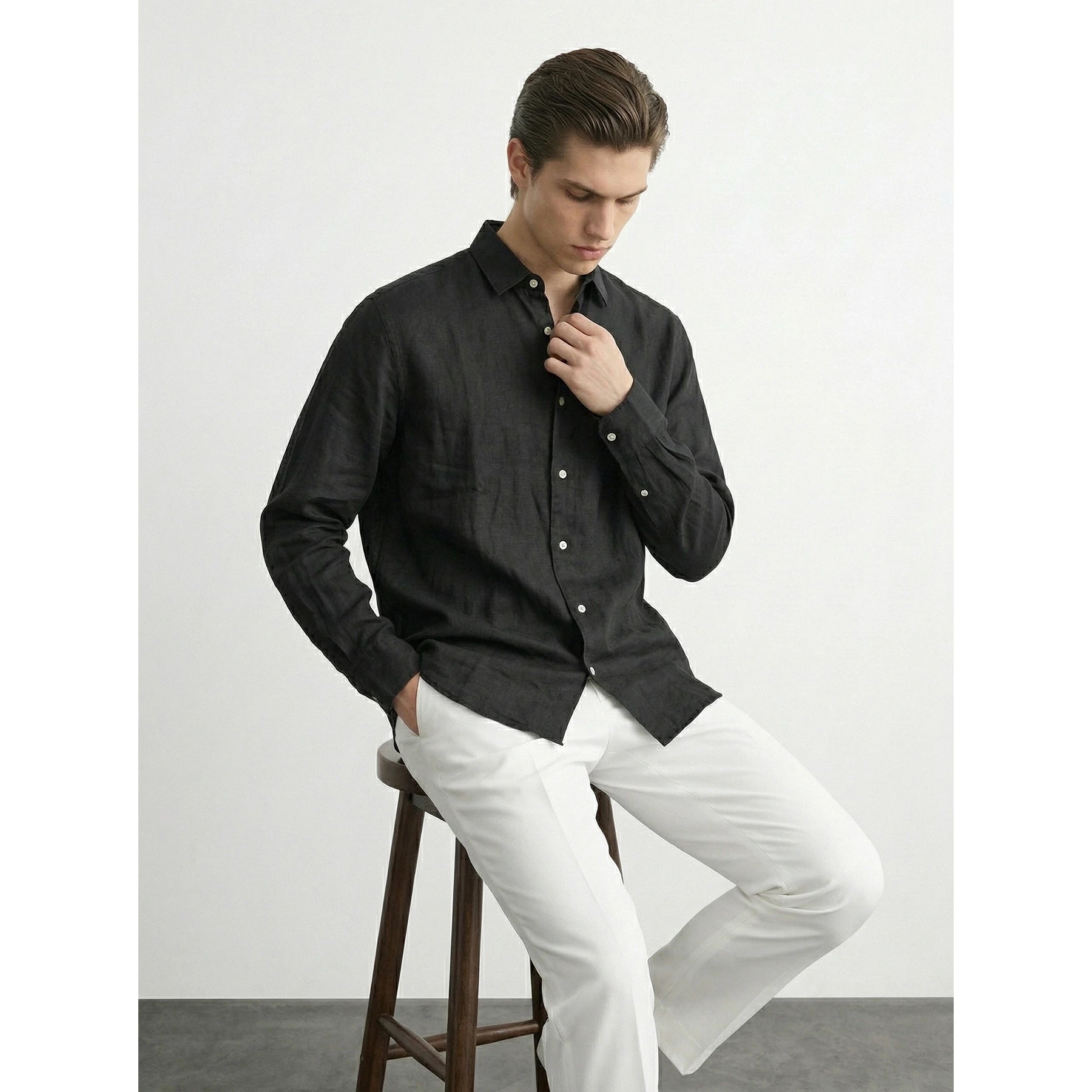 Black Linen Oversized Shirt | Montivo Pakistan
