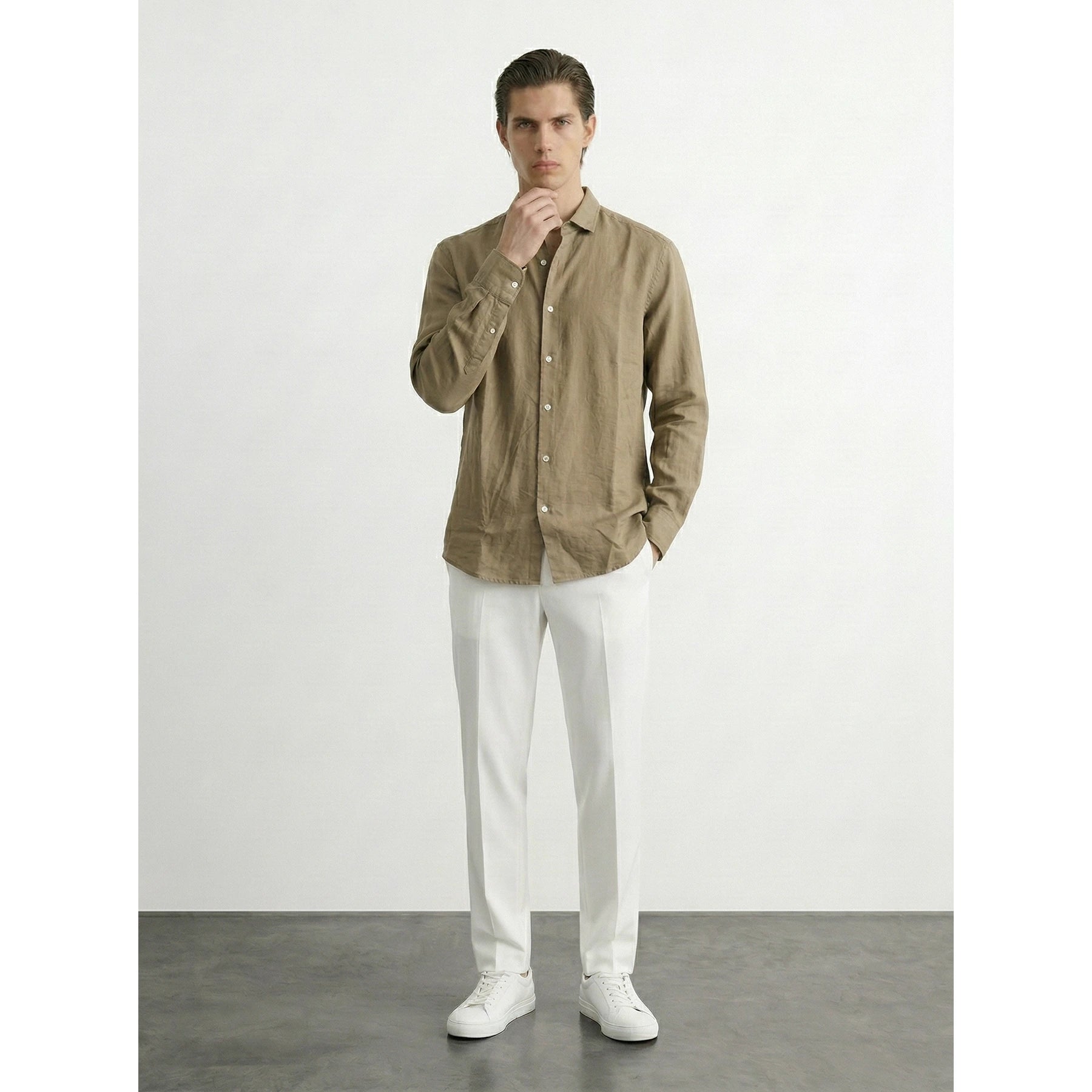 Coffee Linen Oversized Shirt | Montivo Pakistan