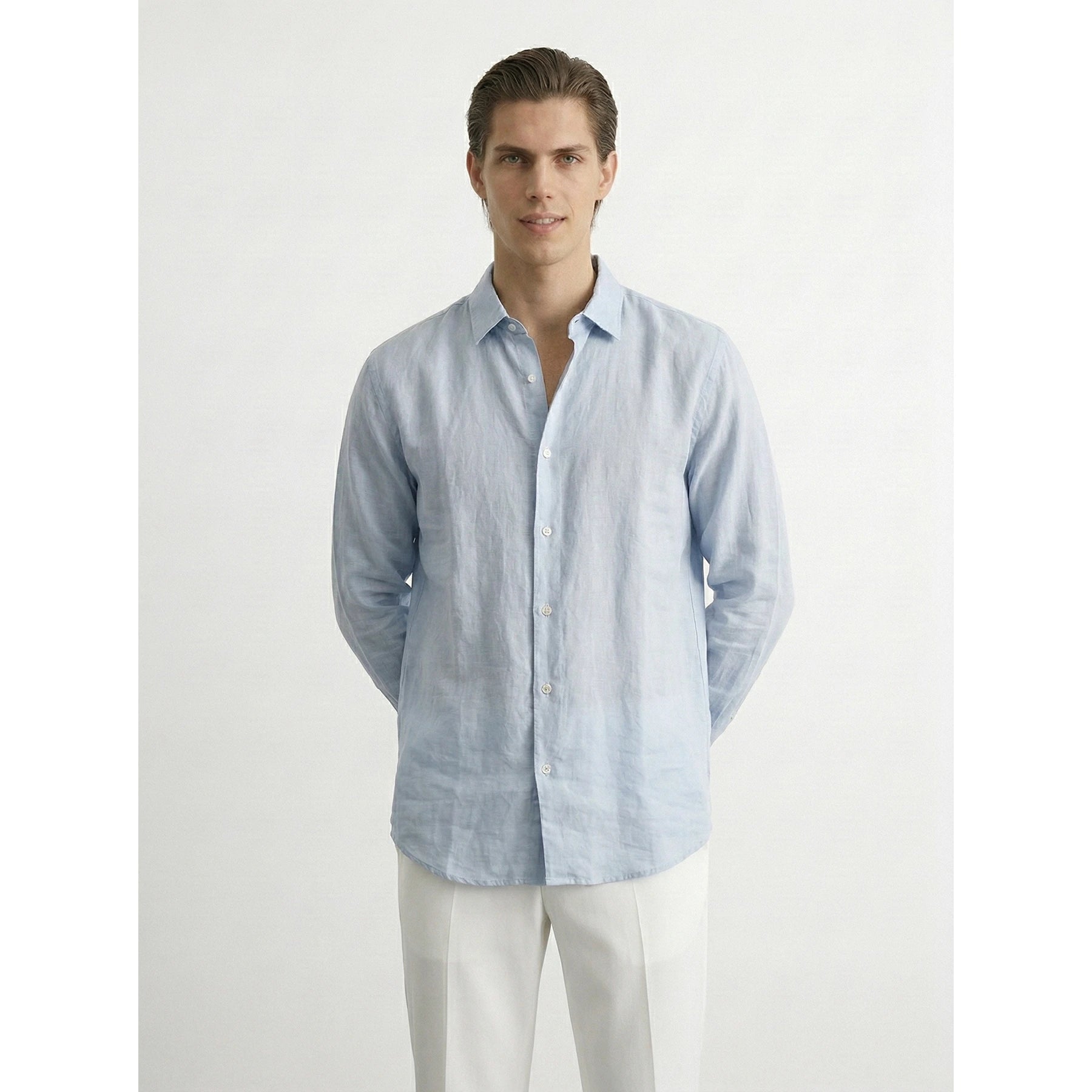 Light Blue Linen Oversized Shirt | Montivo Pakistan