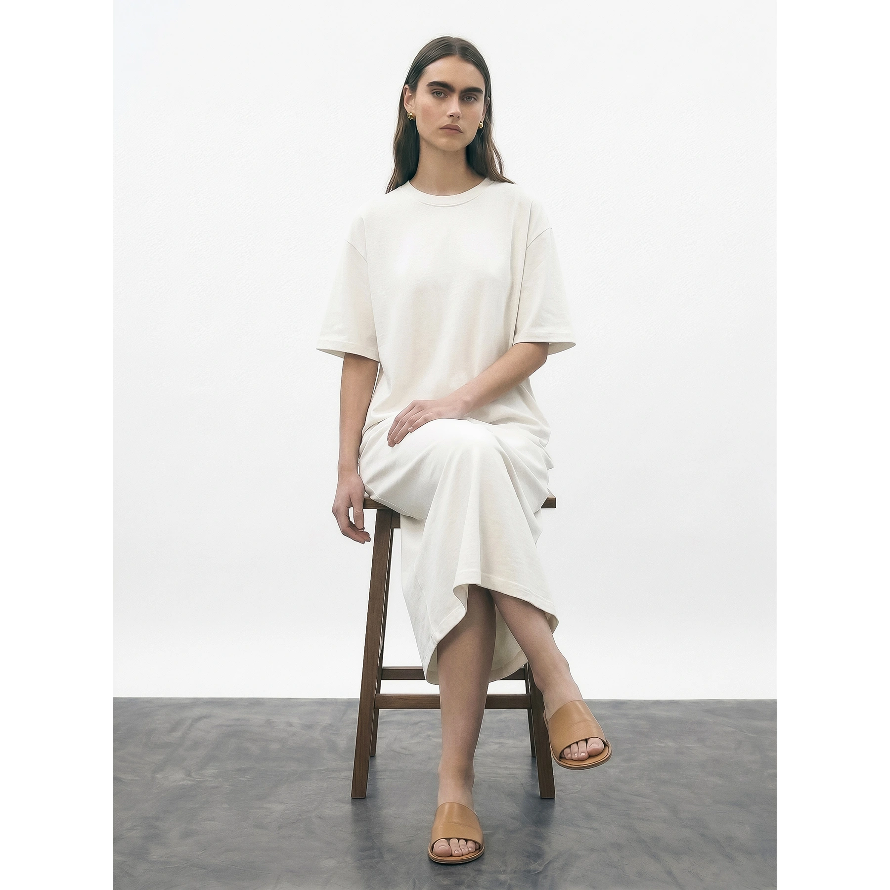 Off-White Oversized Maxi Dress | Montivo Pakistan