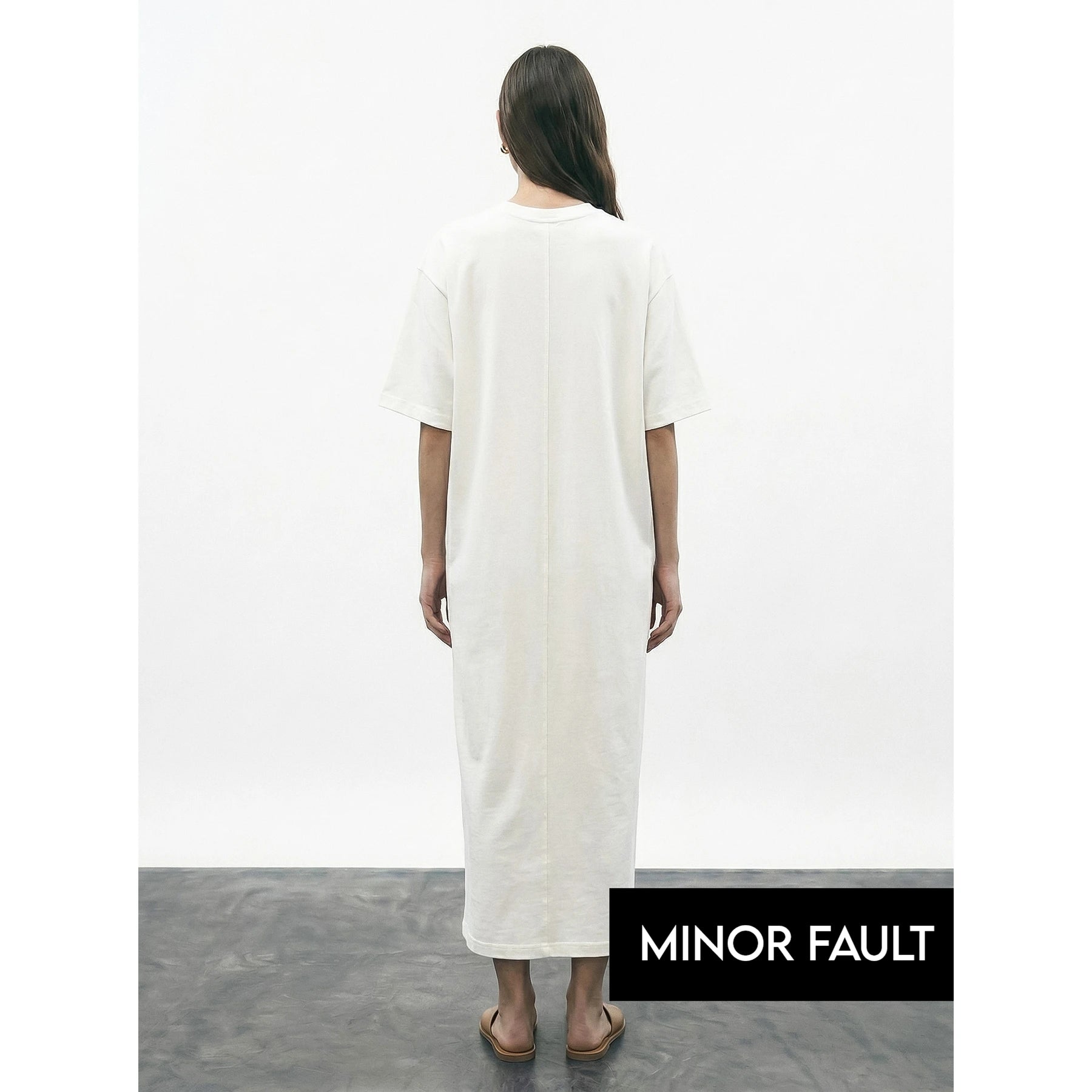(Minor Fault) Off-White Oversized Maxi Dress | Montivo Pakistan