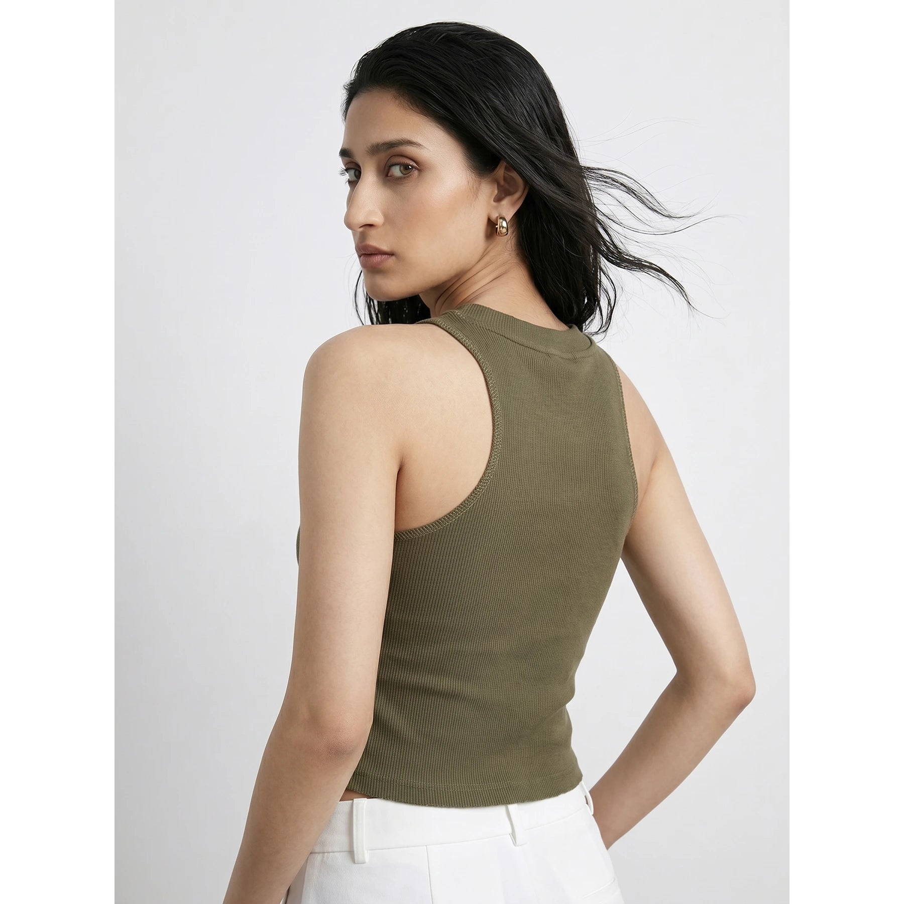 Olive Ribbed Tank Top | Montivo Pakistan