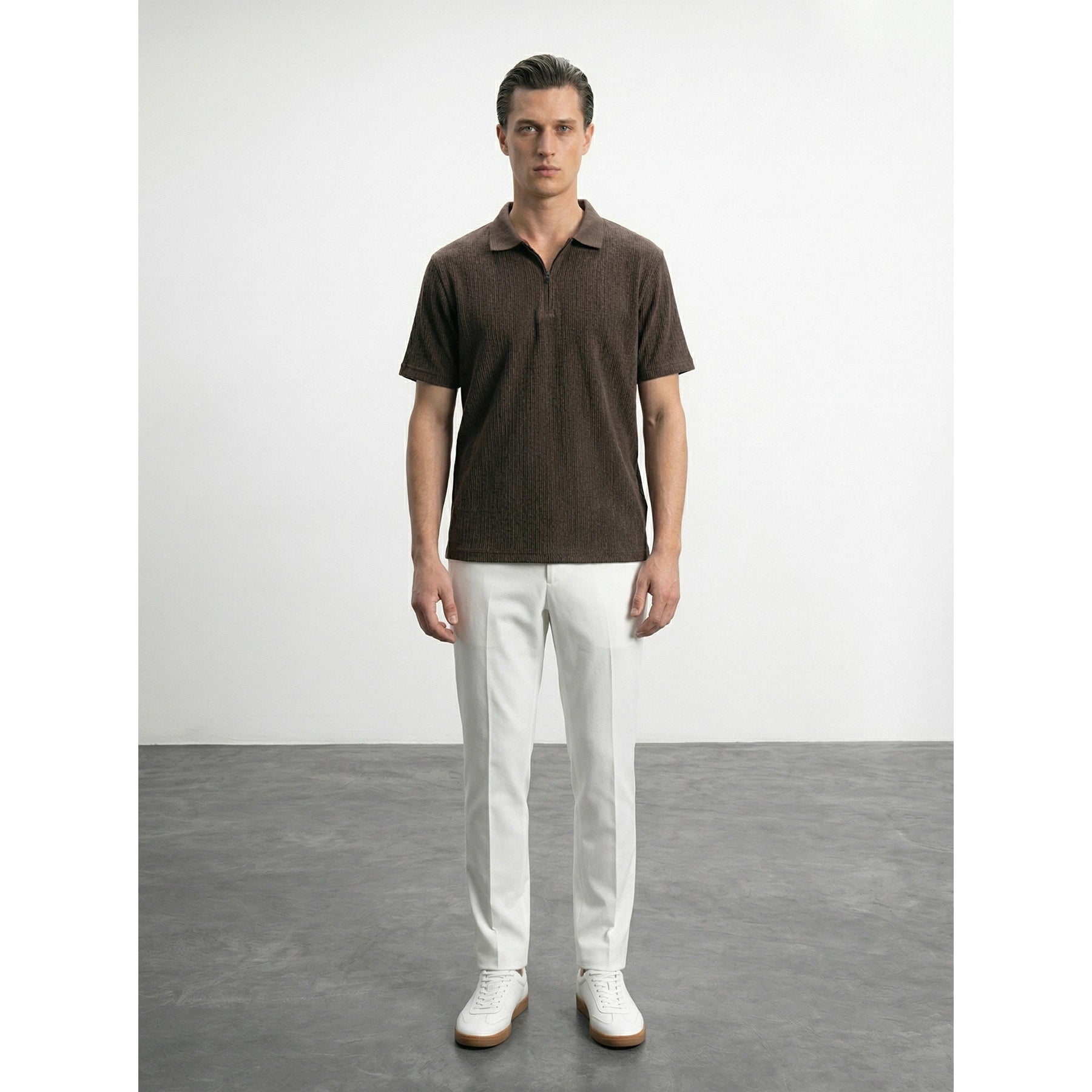 Brown Textured Half Sleeves Polo | Montivo Pakistan