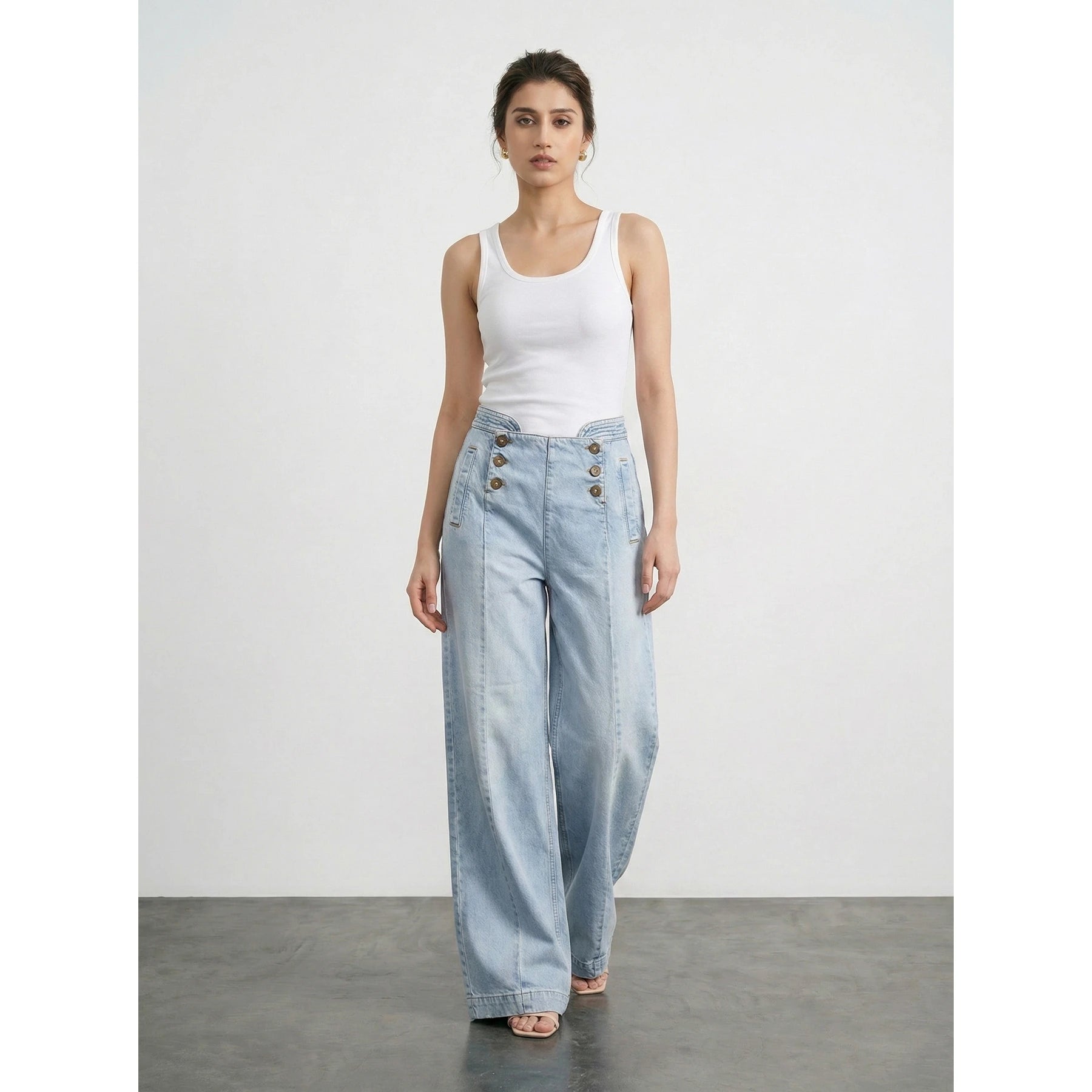 Light Blue Wide Leg Jeans | Montivo Pakistan