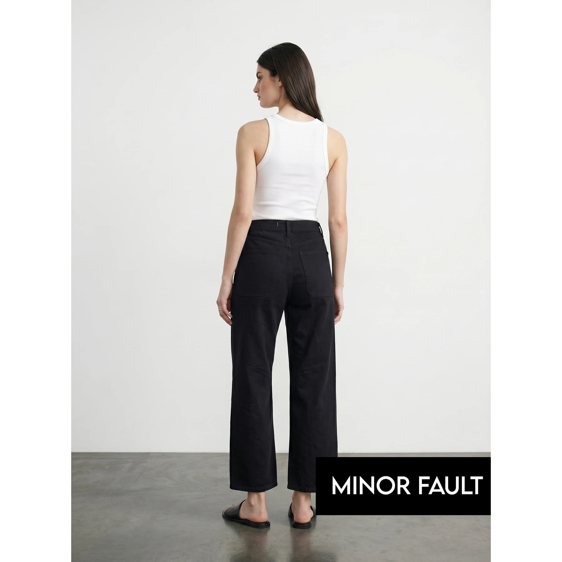 (Minor Fault) Black Cropped Wide Leg Jeans | Montivo Pakistan