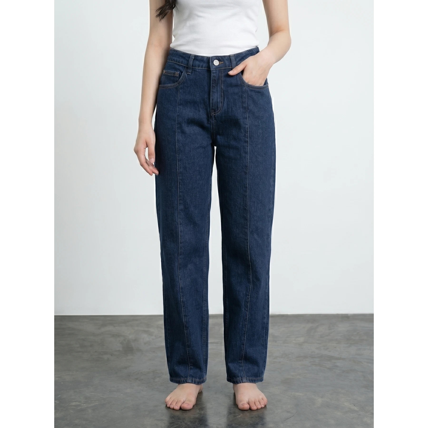 Dark Blue Front Seam Straight Jeans | Montivo Pakistan