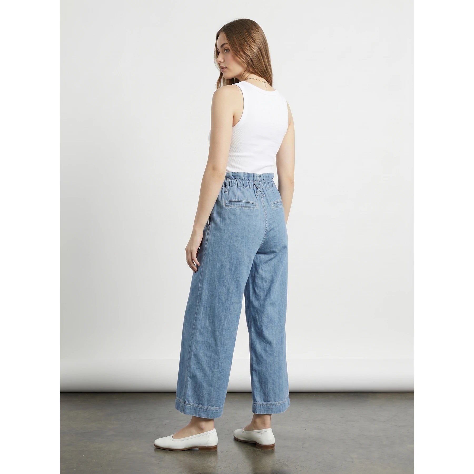 Light Blue Wide Leg Paper Bag Jeans | Montivo Pakistan