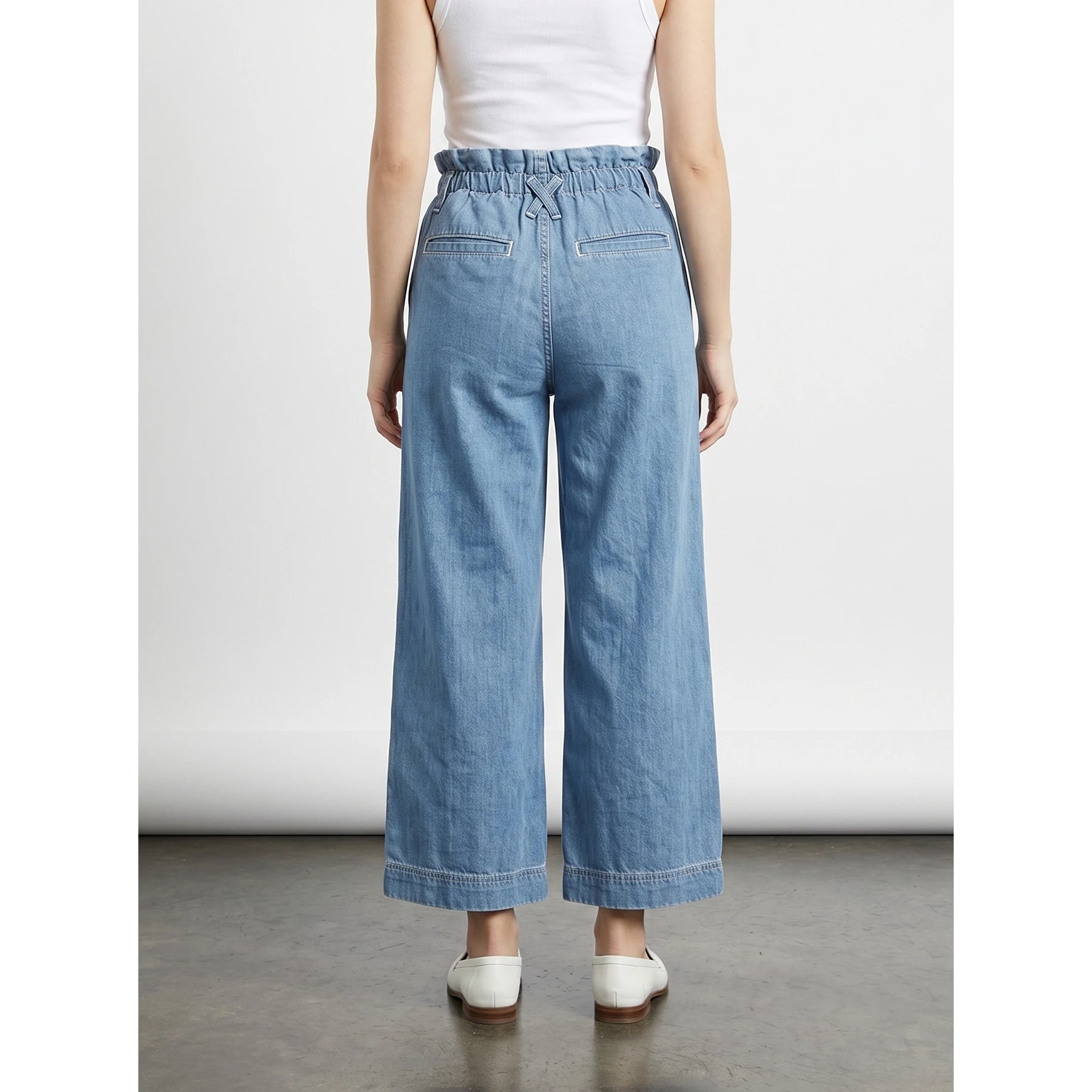 Light Blue Wide Leg Paper Bag Jeans | Montivo Pakistan