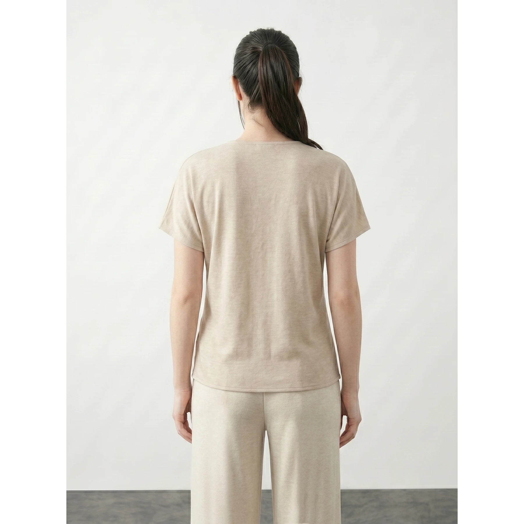 Beige Interlock Button Down Top | Montivo Pakistan