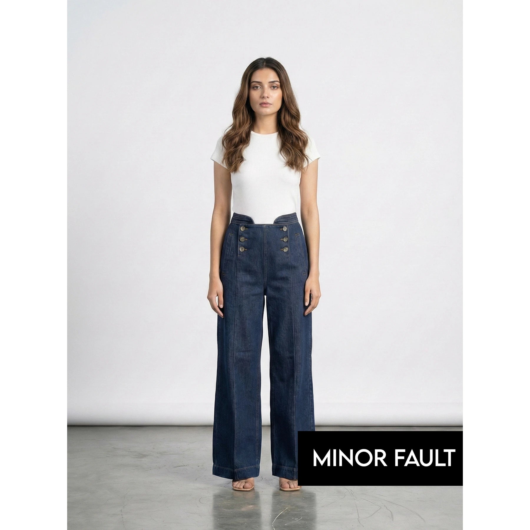 (Minor Fault) Blue Long Wide Leg Jeans | Montivo Pakistan