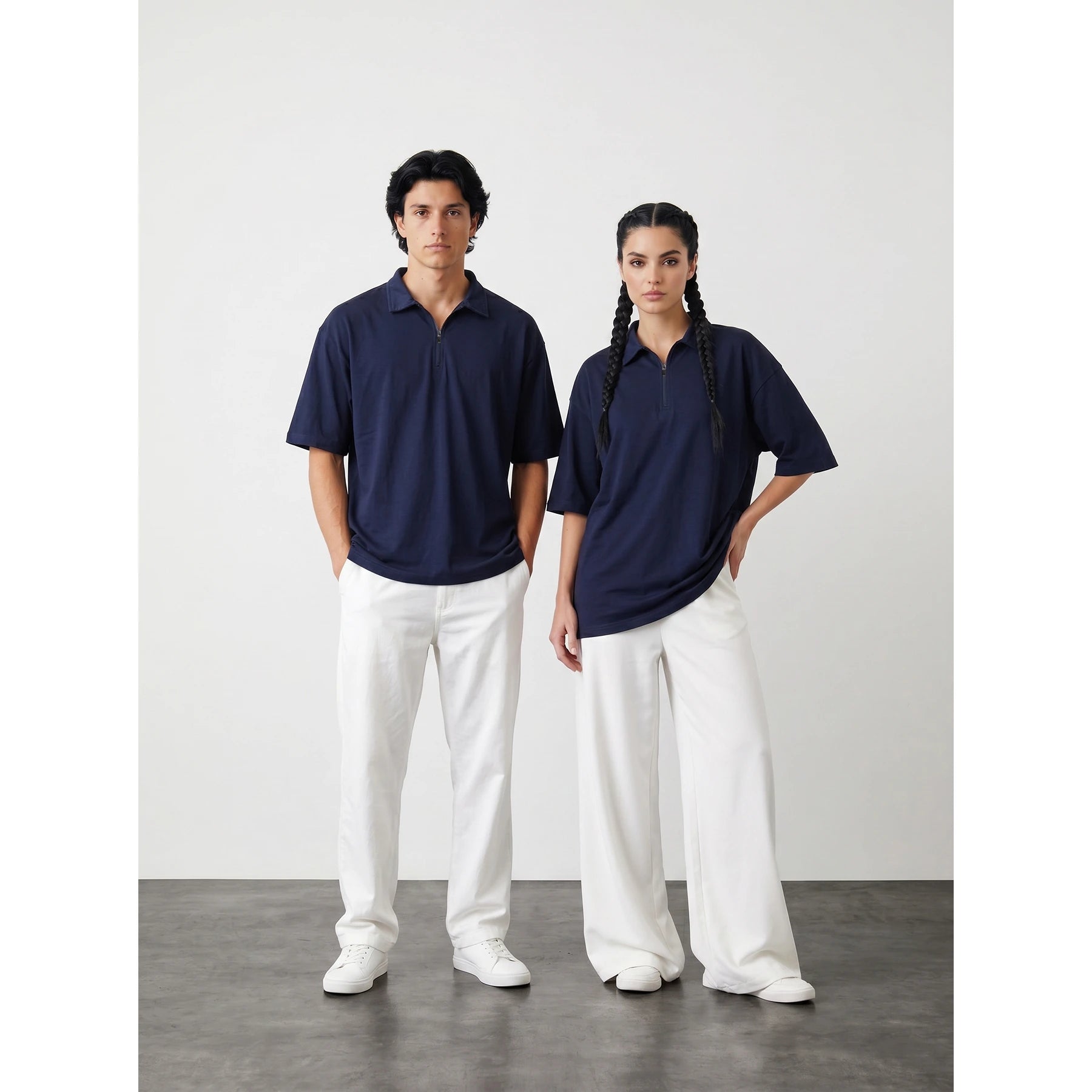 Navy Oversized Zipper Polo | Montivo Pakistan