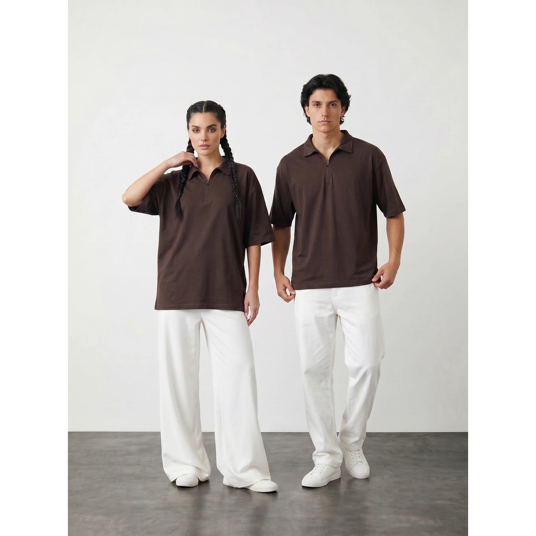 Brown Oversized Zipper Polo | Montivo Pakistan