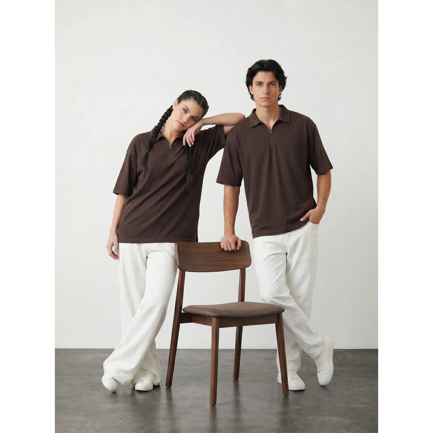 Brown Oversized Zipper Polo | Montivo Pakistan