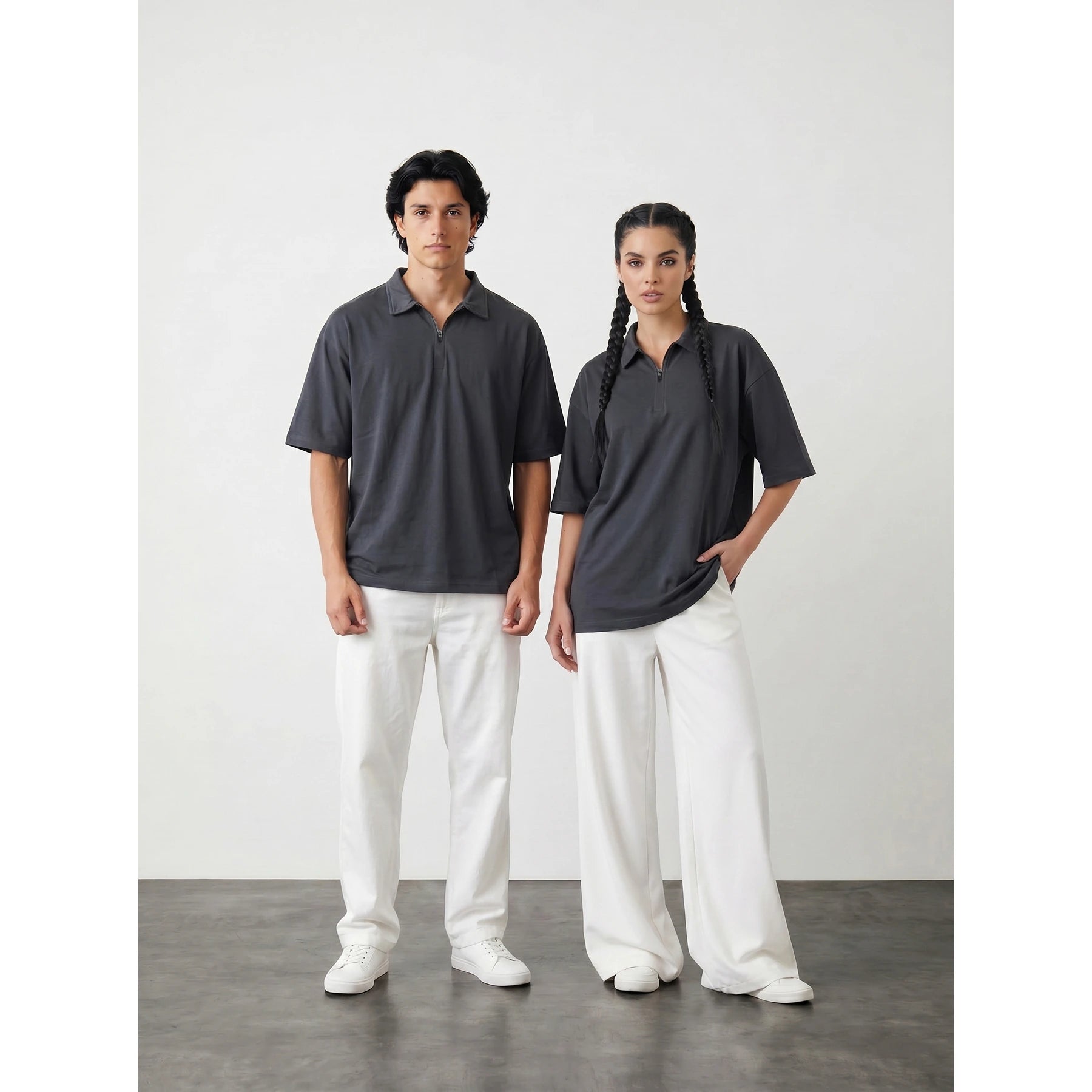 Grey Oversized Zipper Polo | Montivo Pakistan