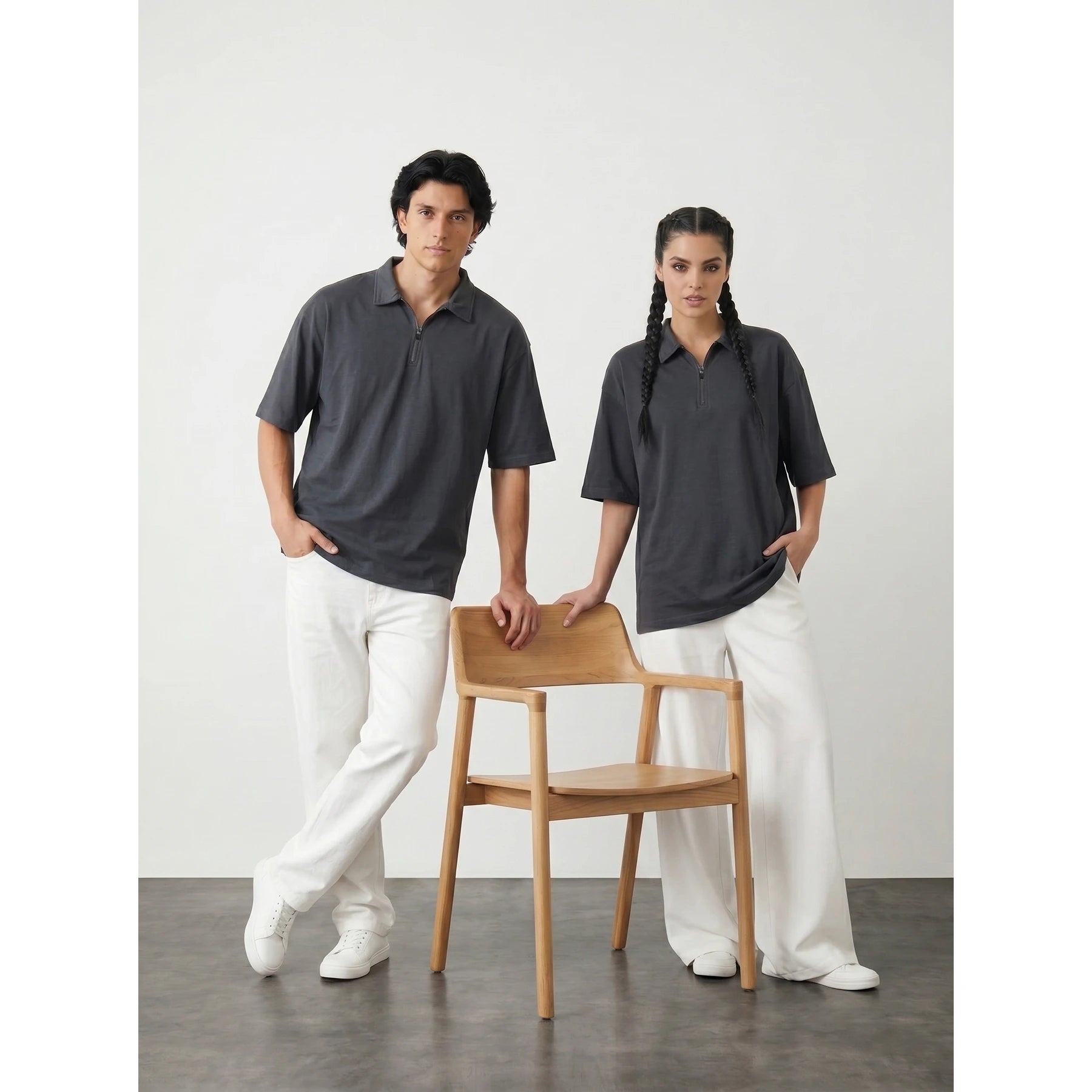 Grey Oversized Zipper Polo | Montivo Pakistan