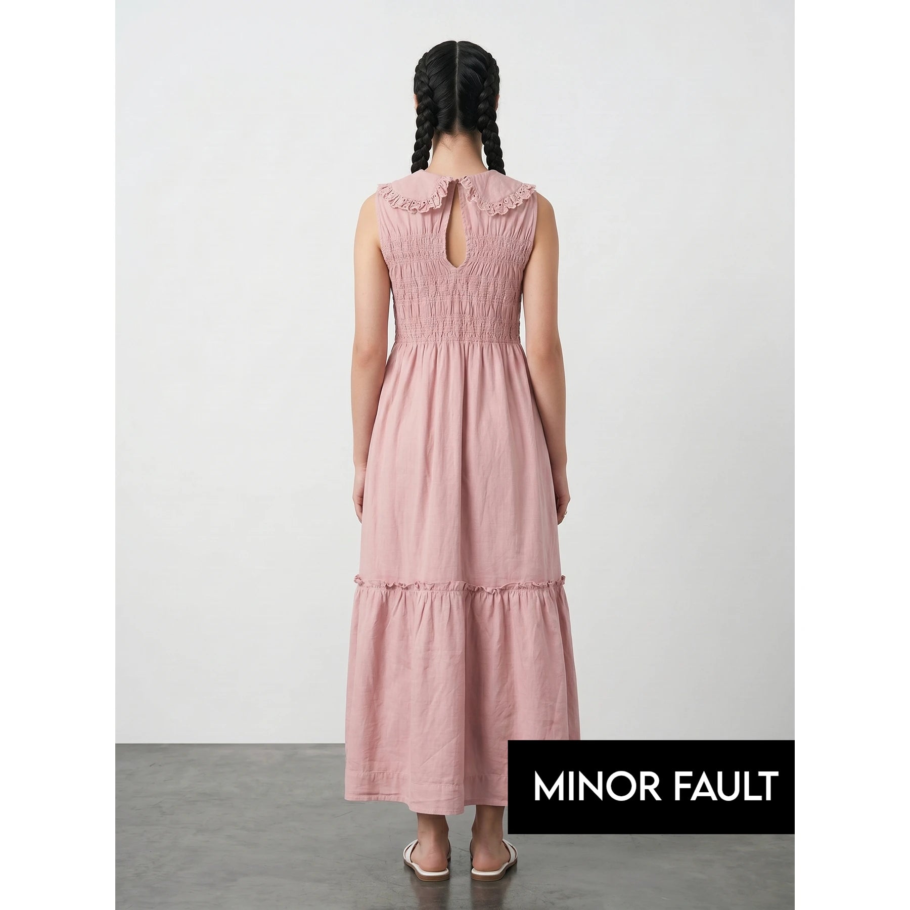 (Minor Fault) Denim Ruffle Dress | Montivo Pakistan