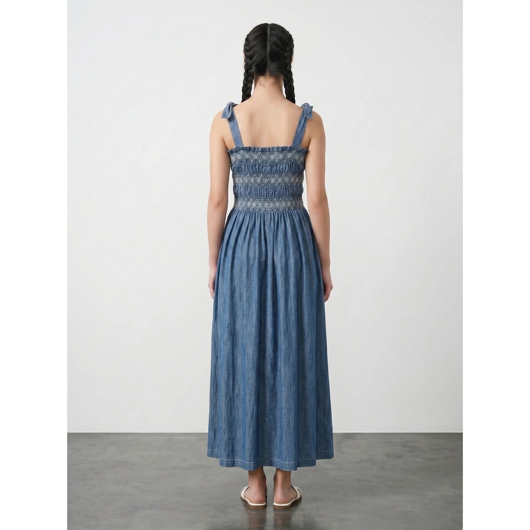 Blue Tie Denim Dress | Montivo Pakistan