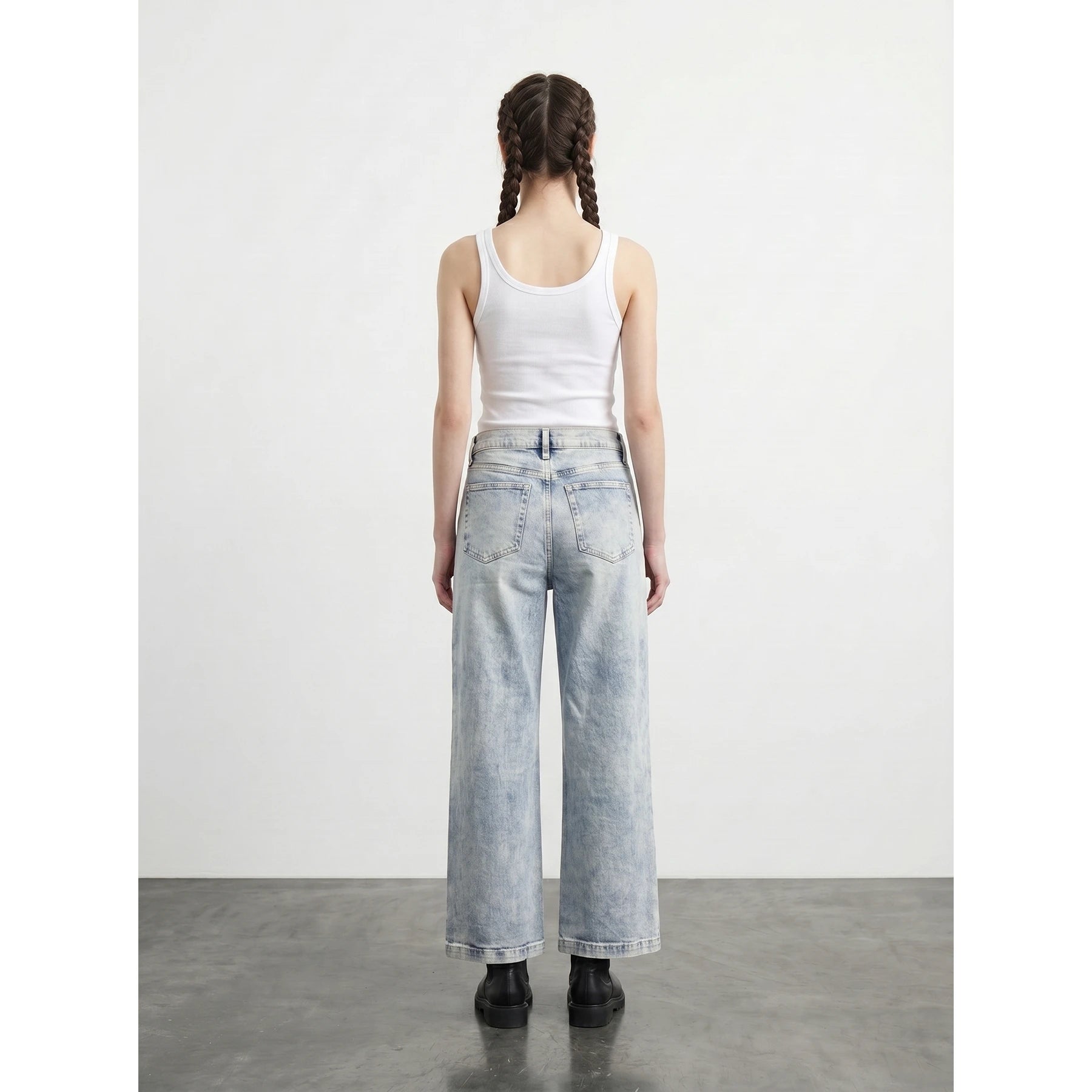 Light Blue Acid Wash Wide Leg Jeans