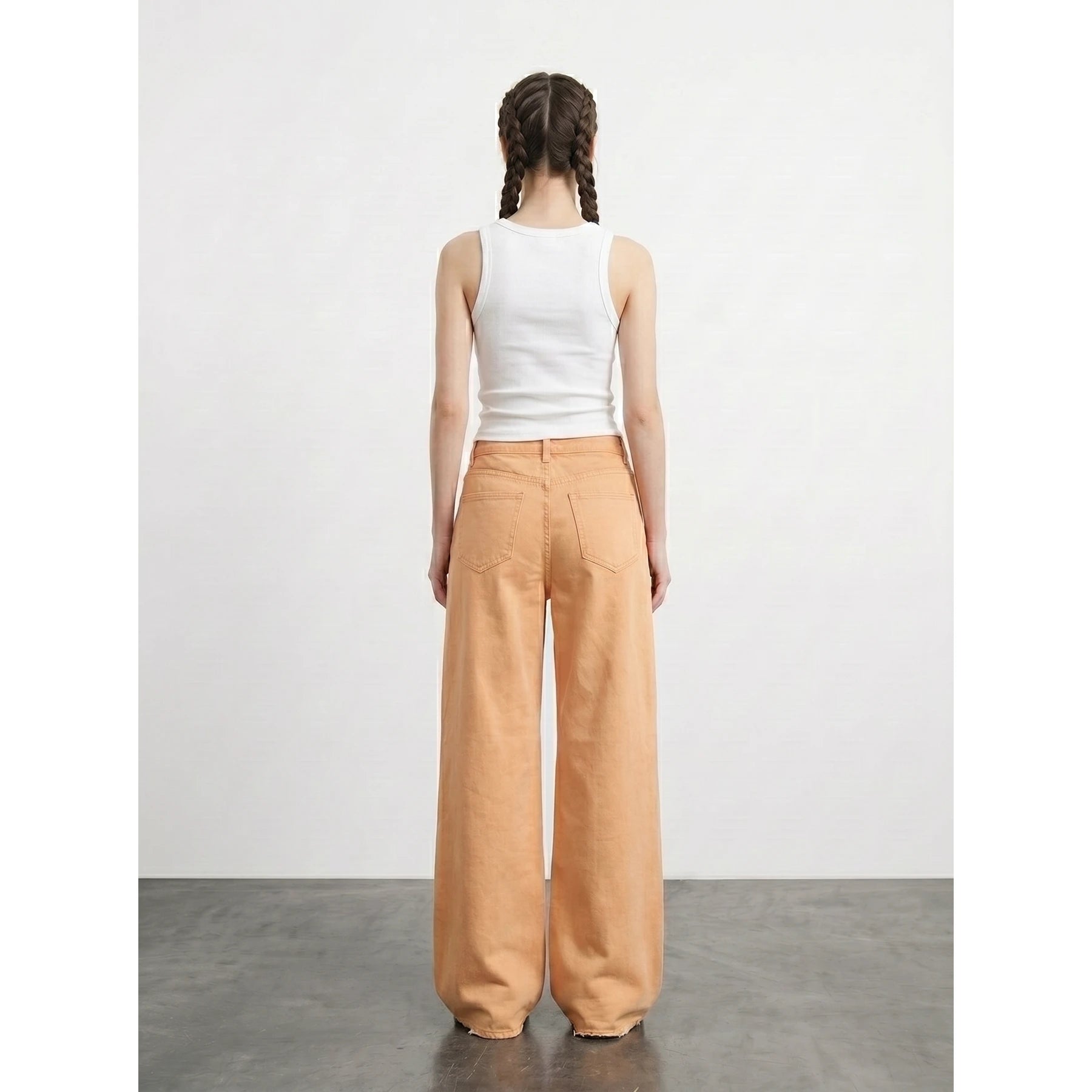 Neon Orange Wide Leg Jeans