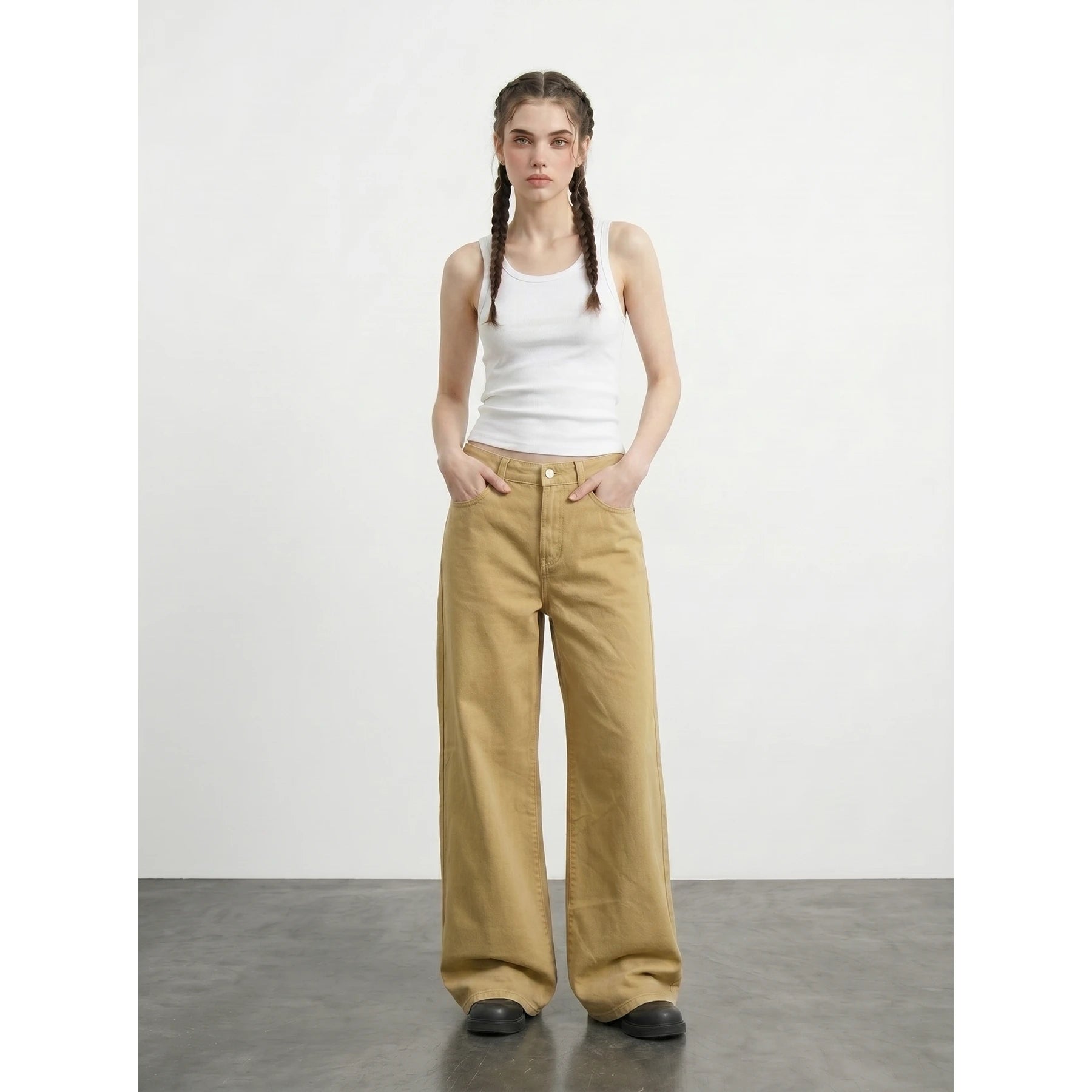 Mustard Wide Leg Jeans