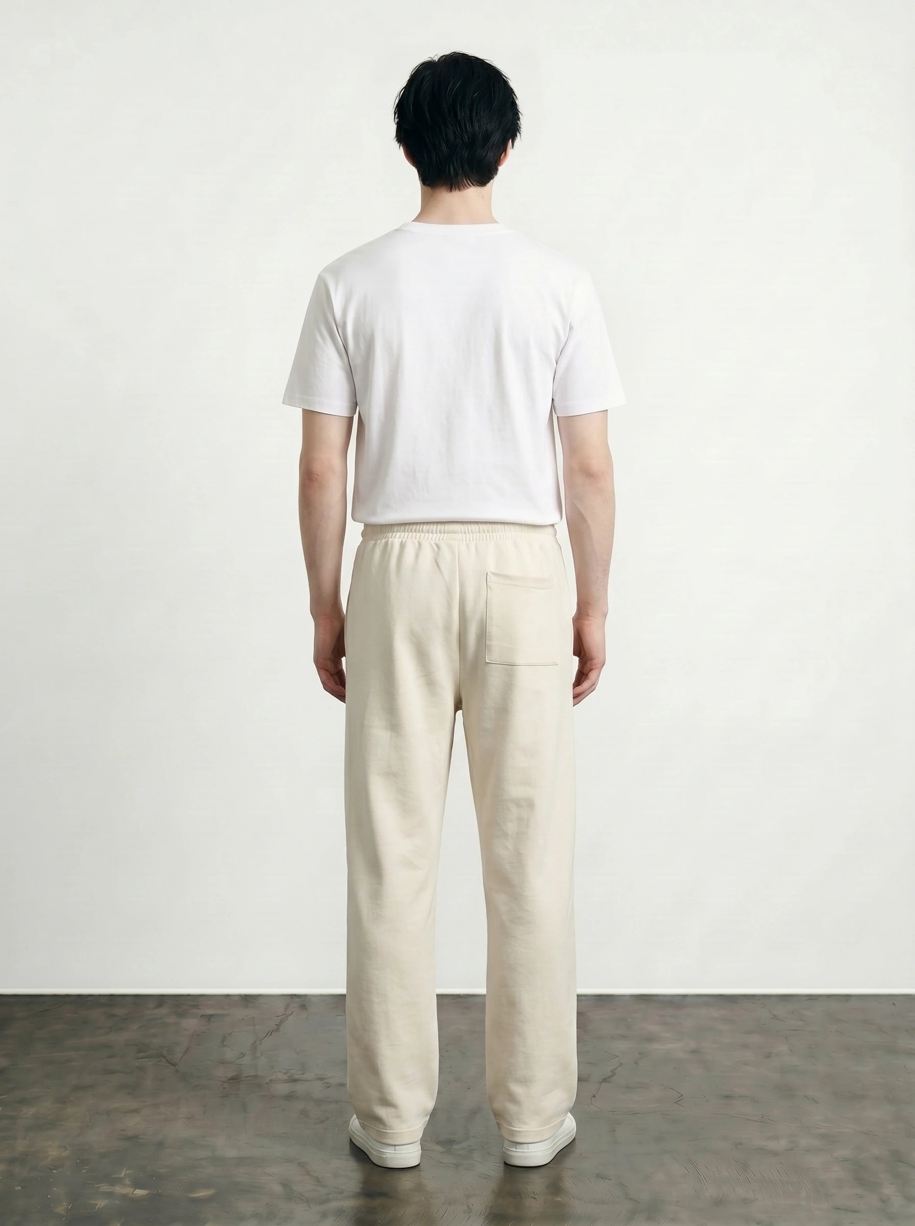 Ecru Front Seam Straight Leg Trousers