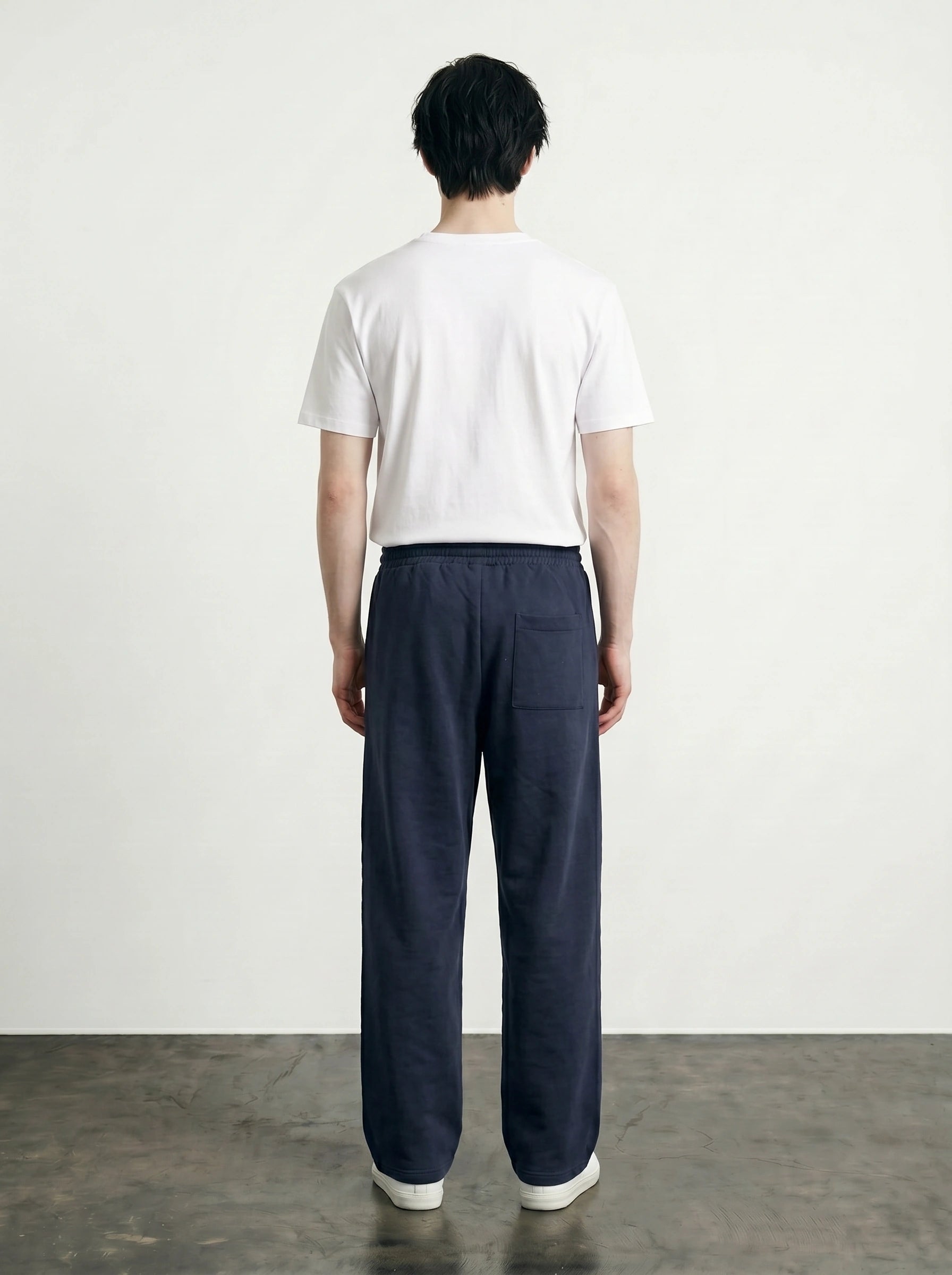 Navy Front Seam Straight Leg Trousers