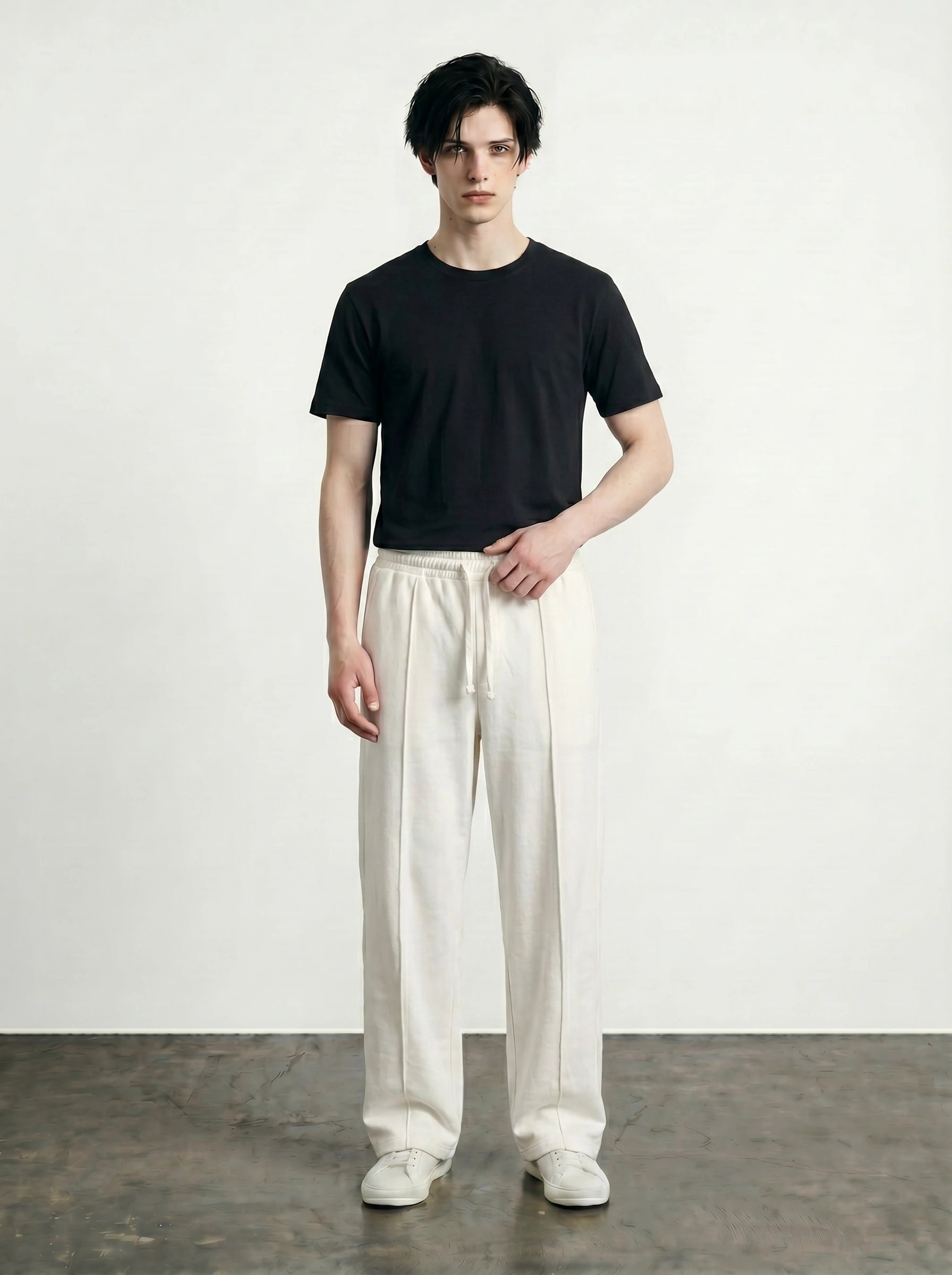 Off-White Front Seam Straight Leg Trousers