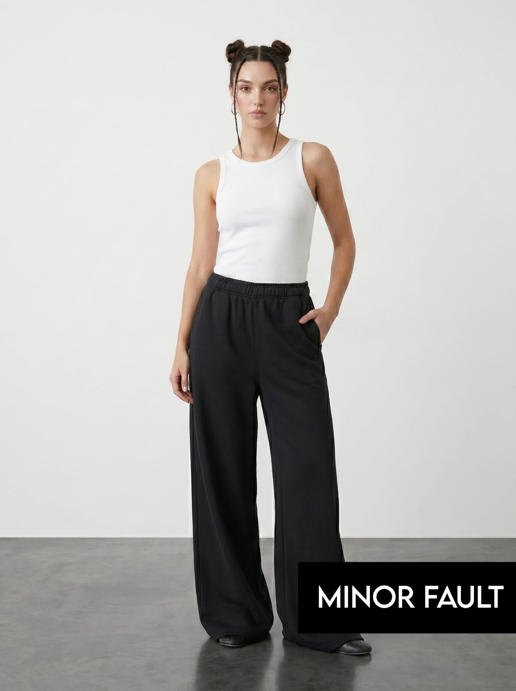 (Minor Fault) Black Wide Leg Trousers