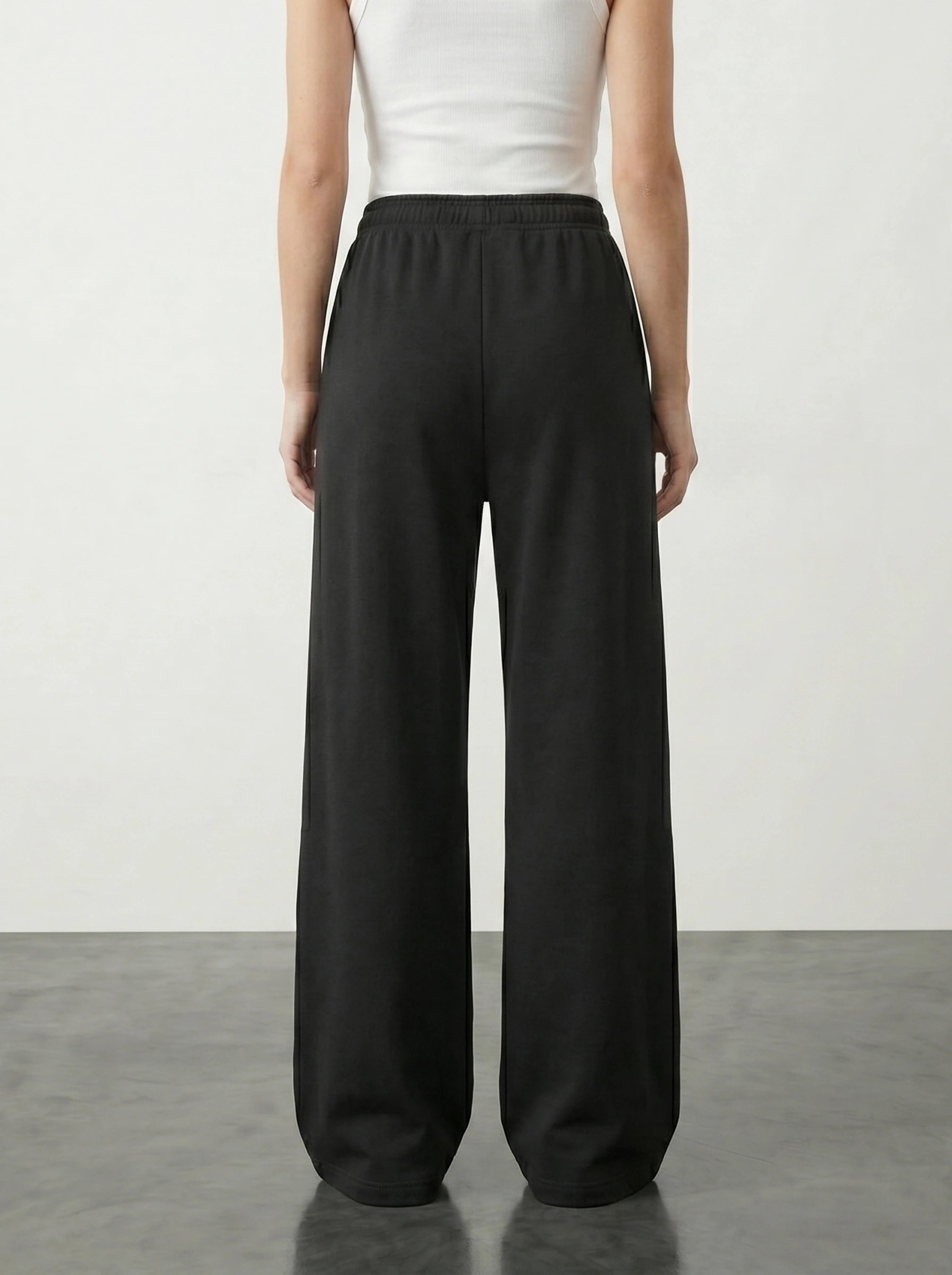 Black Front Seam Wide Leg Trousers