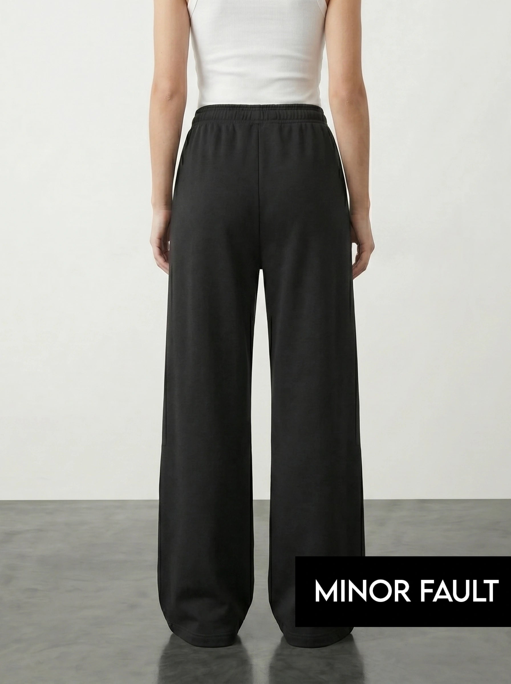 (Minor Fault) Black Front Seam Wide Leg Trousers