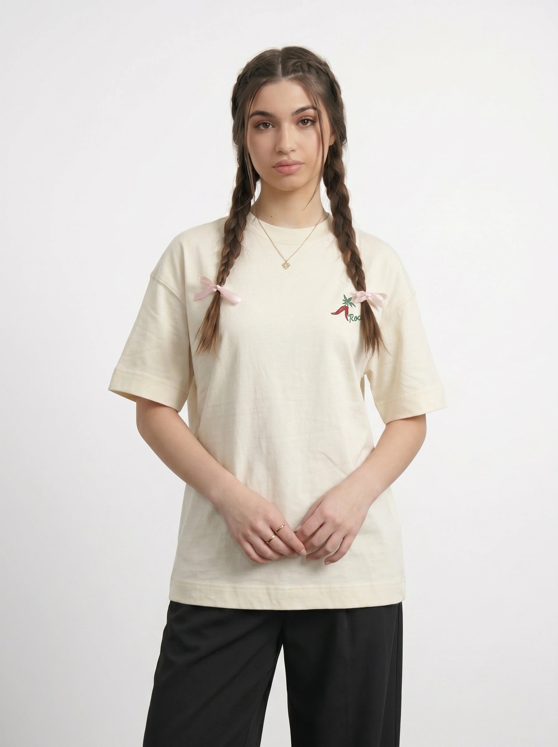 Ecru Oversized Graphic Printed Tshirt | Montivo Pakistan
