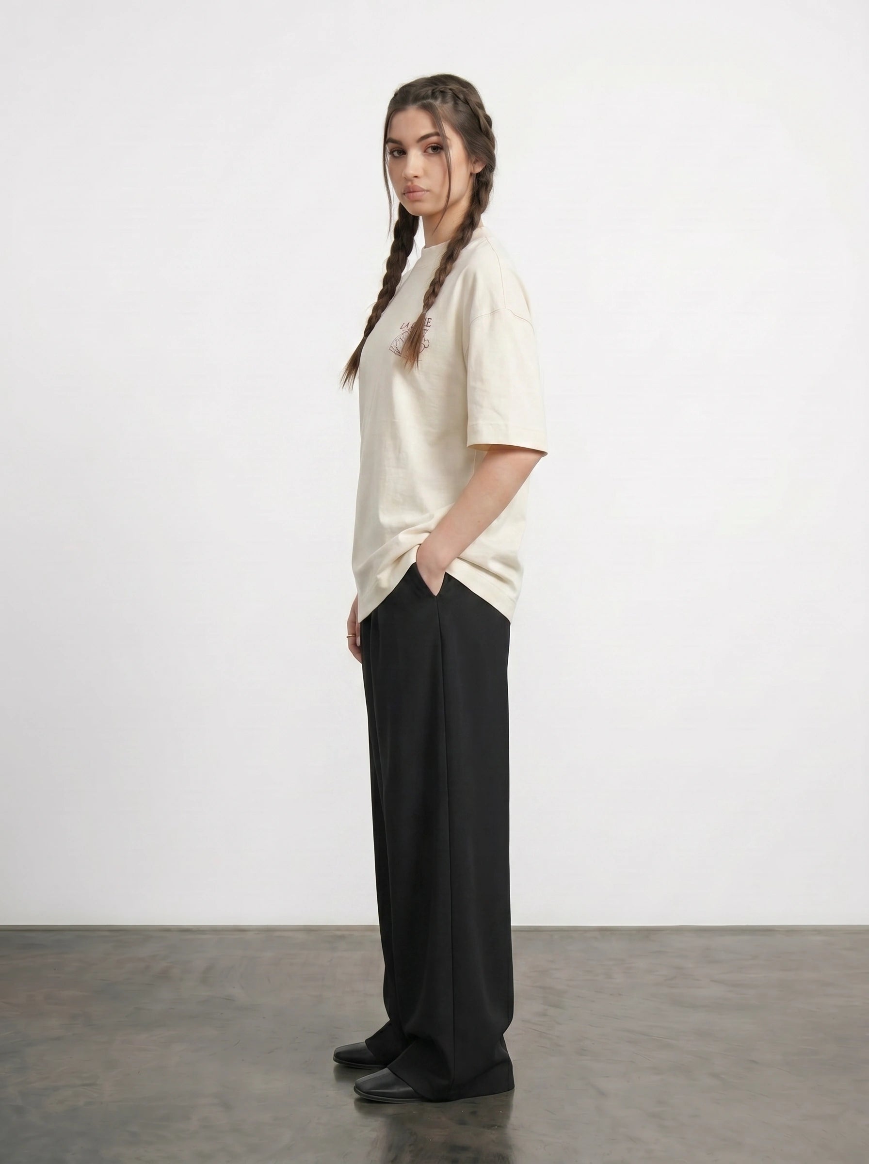 Ecru Lamer Oversized Graphic Printed Tshirt | Montivo Pakistan