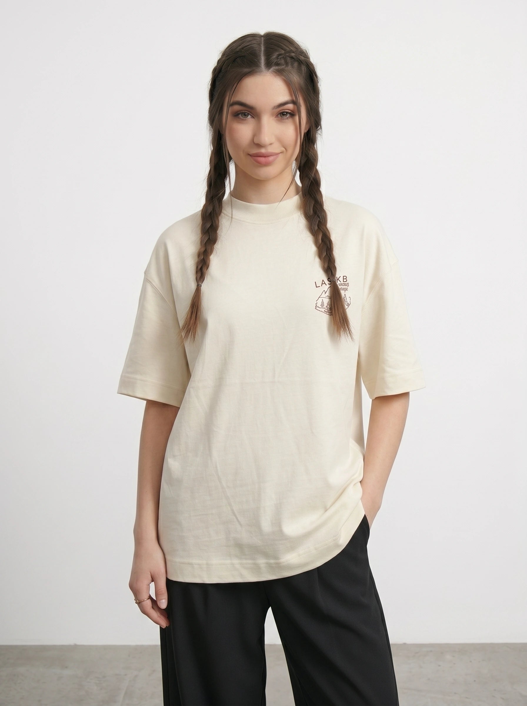 Ecru Lamer Oversized Graphic Printed Tshirt | Montivo Pakistan