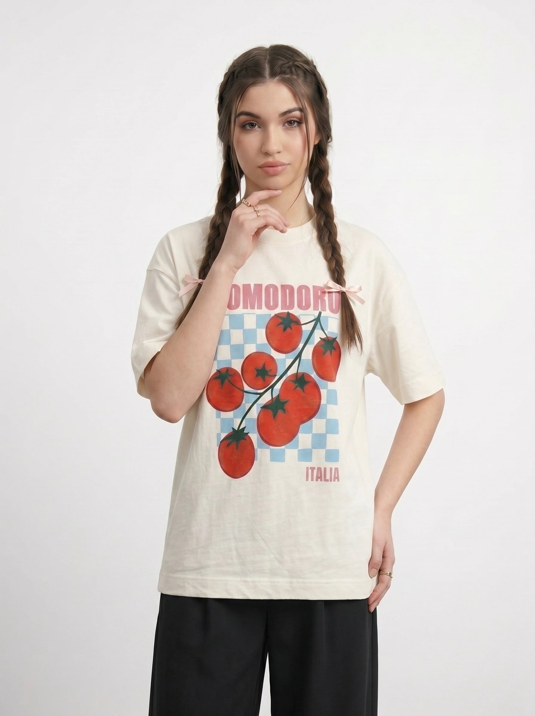 Ecru Pomodoro Oversized Graphic Printed Tshirt | Montivo Pakistan