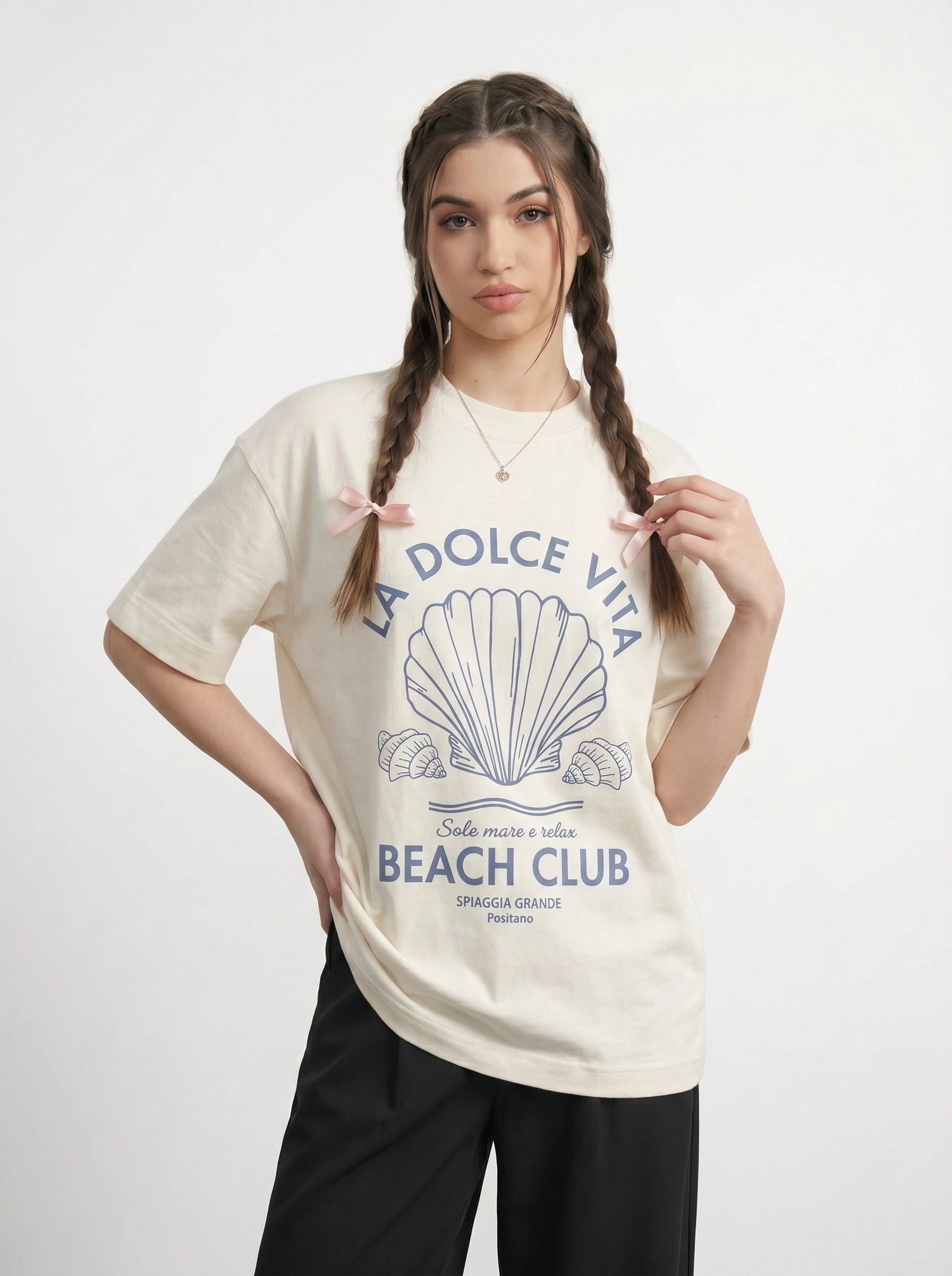 Ecru Beach Oversized Graphic Printed Tshirt | Montivo Pakistan
