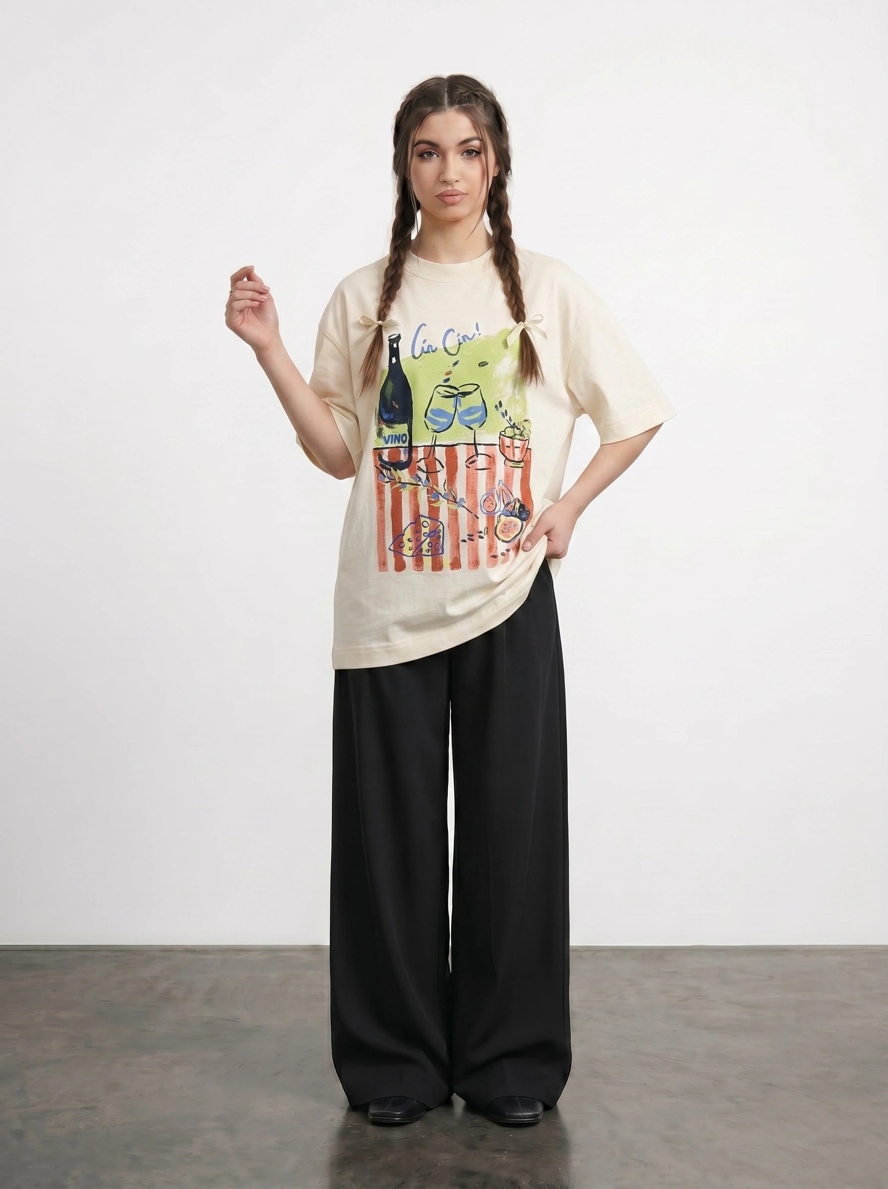 Ecru Chin Oversized Graphic Printed Tshirt | Montivo Pakistan