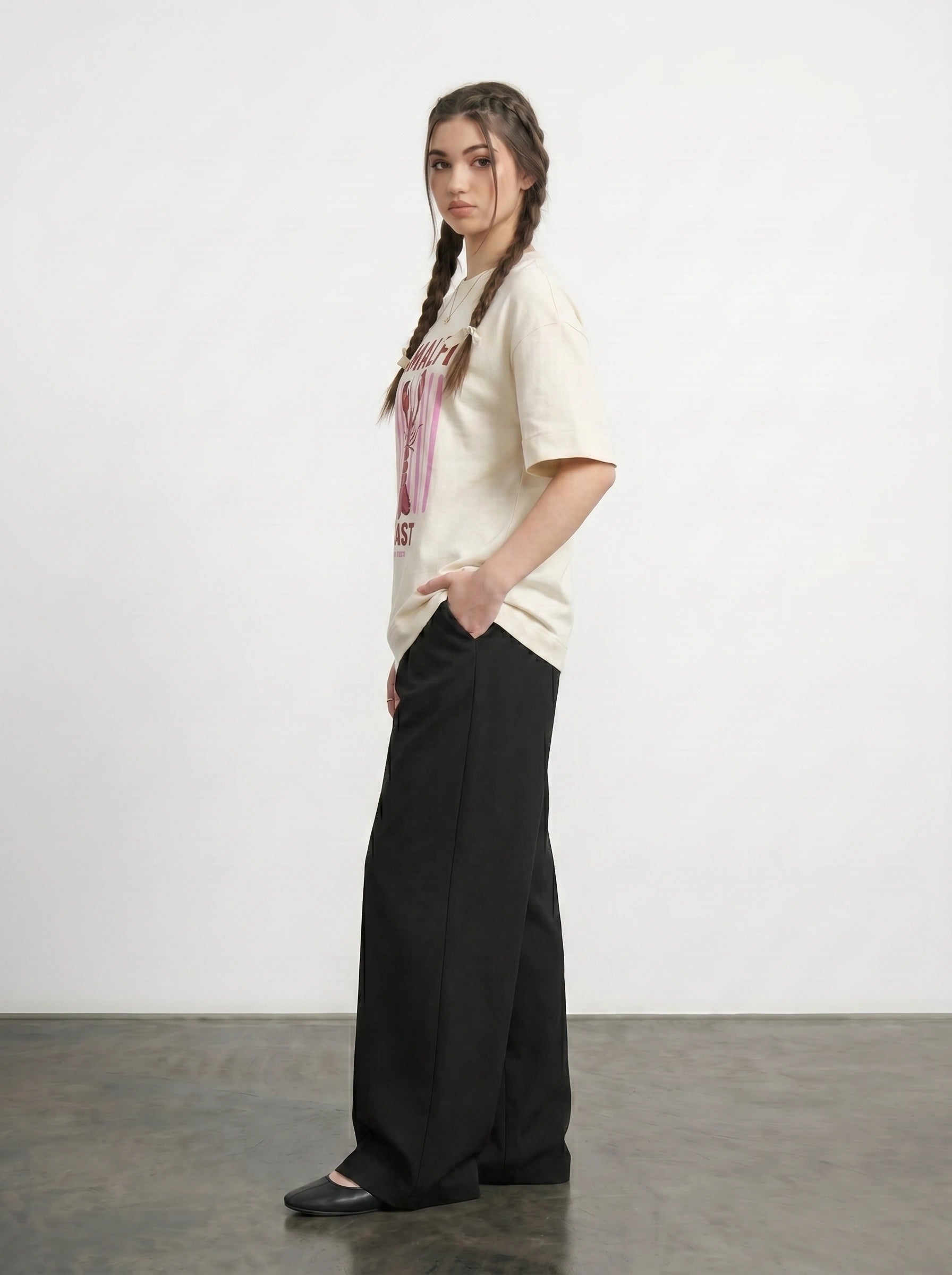 Ecru Amalfi Oversized Graphic Printed Tshirt | Montivo Pakistan