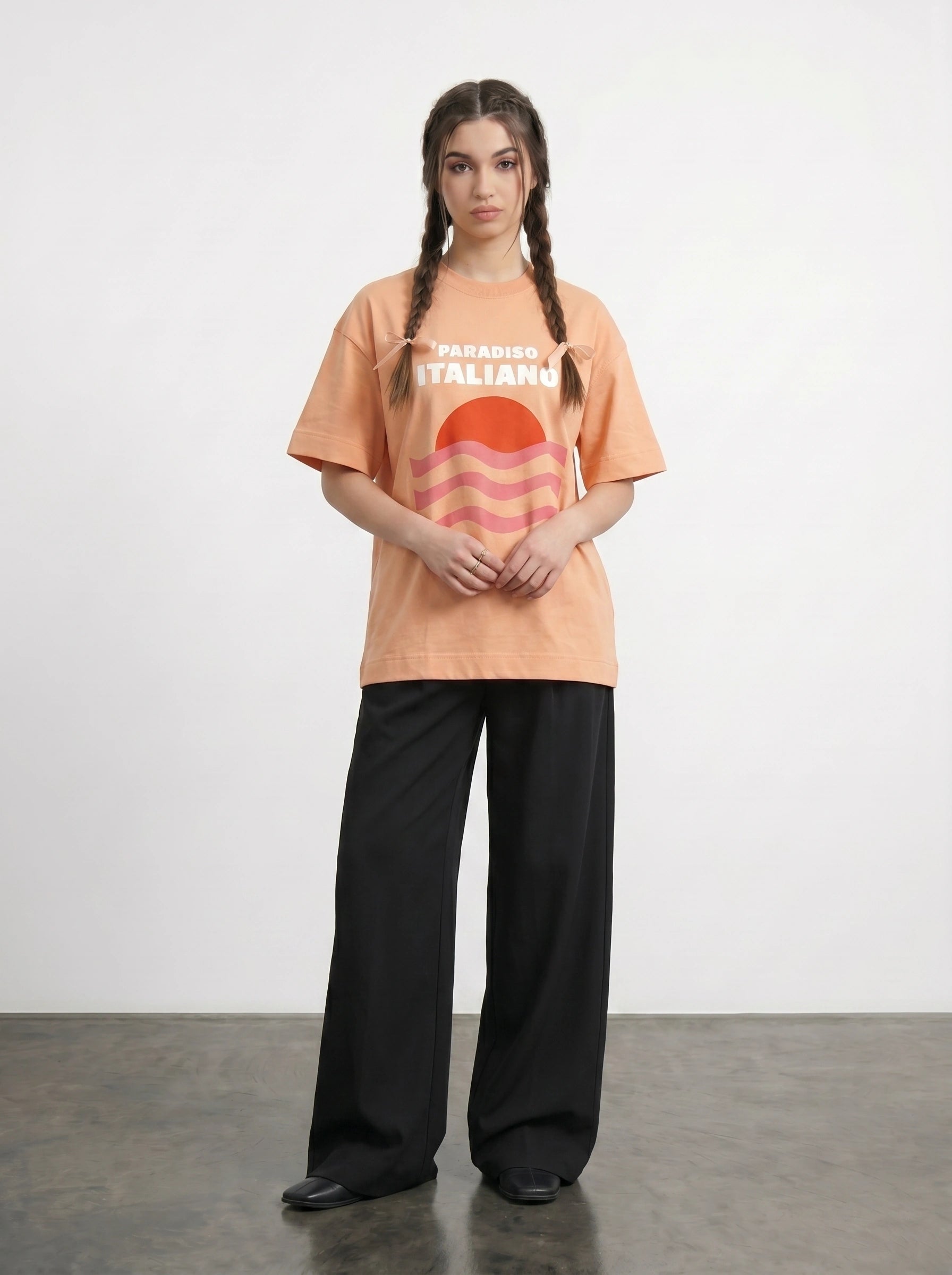 Peach Paradiso Oversized Graphic Printed Tshirt | Montivo Pakistan