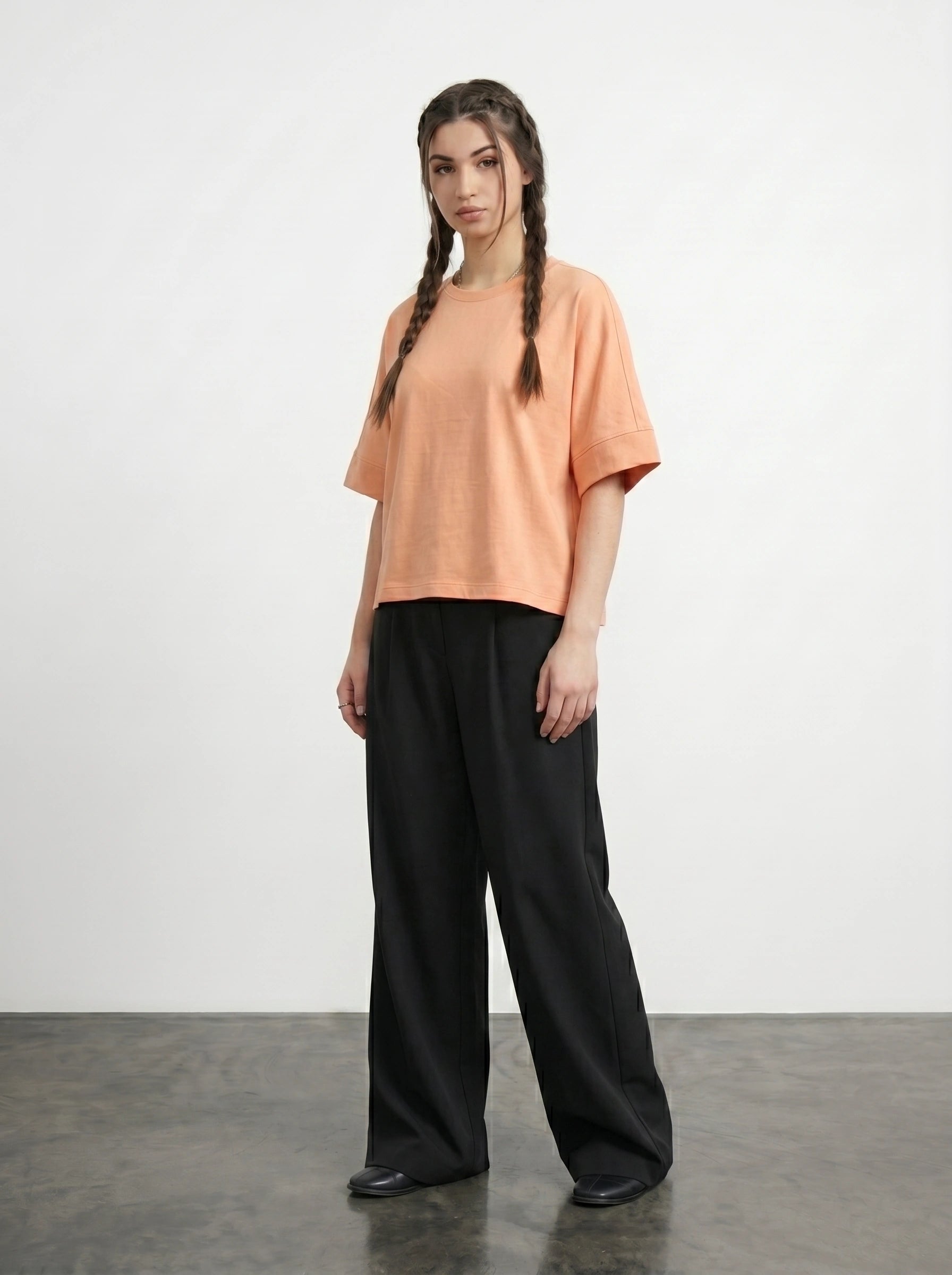 Peach Cropped Oversized Tshirt | Montivo Pakistan