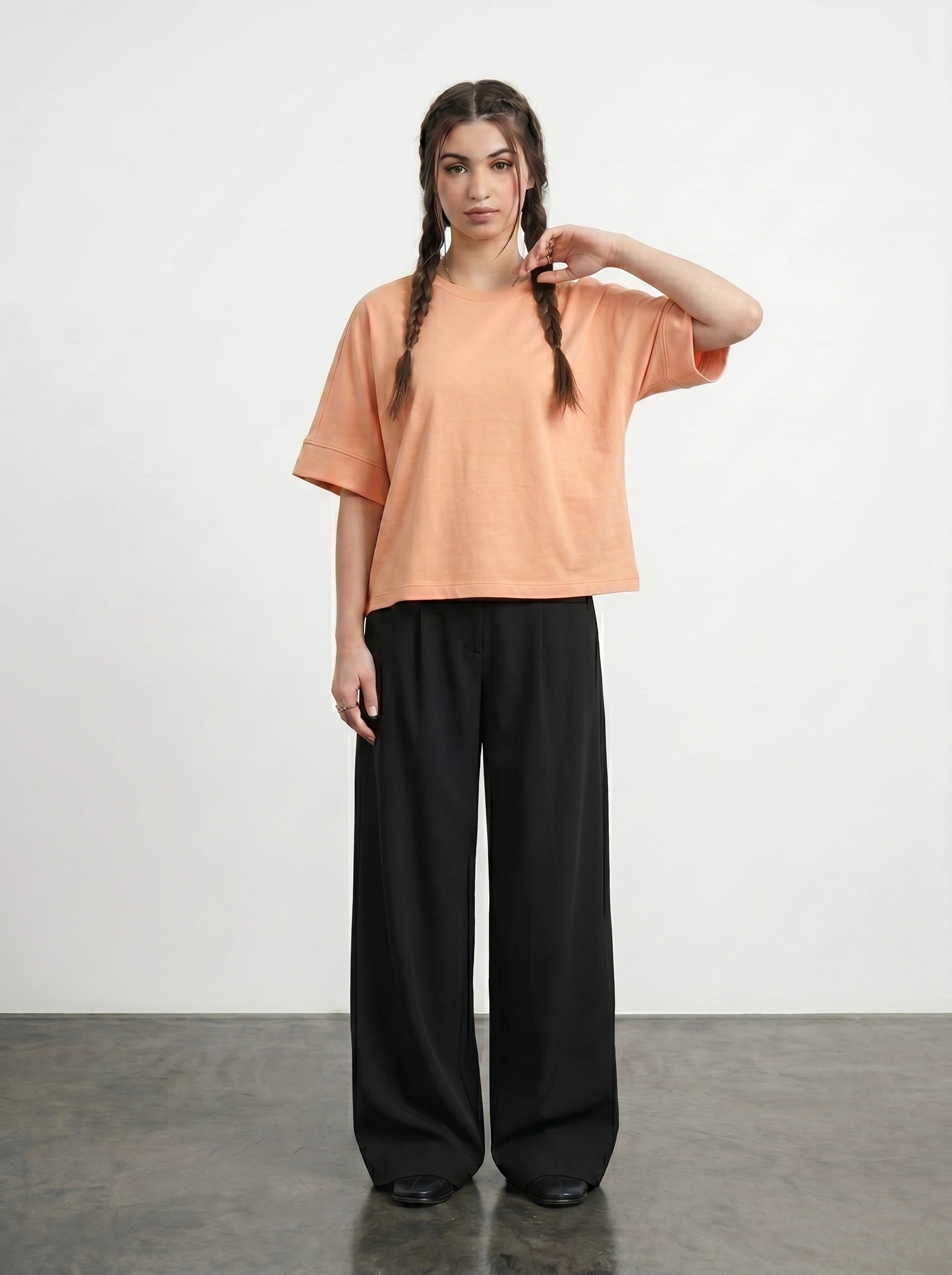 Peach Cropped Oversized Tshirt | Montivo Pakistan