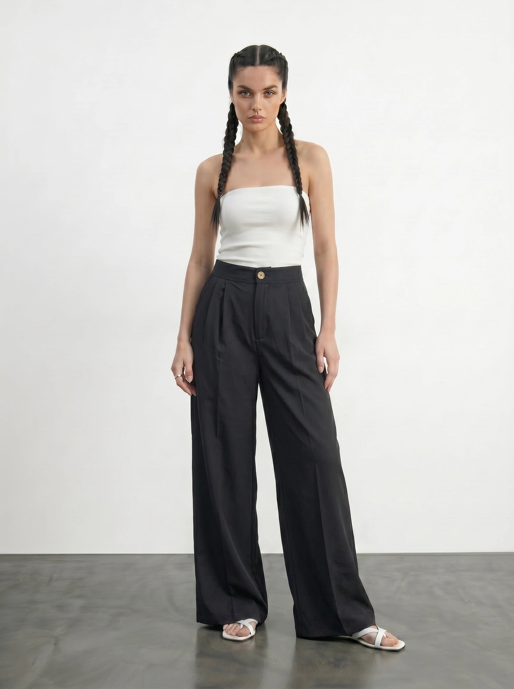 Black Wide Leg Pleated Pants | Montivo Pakistan