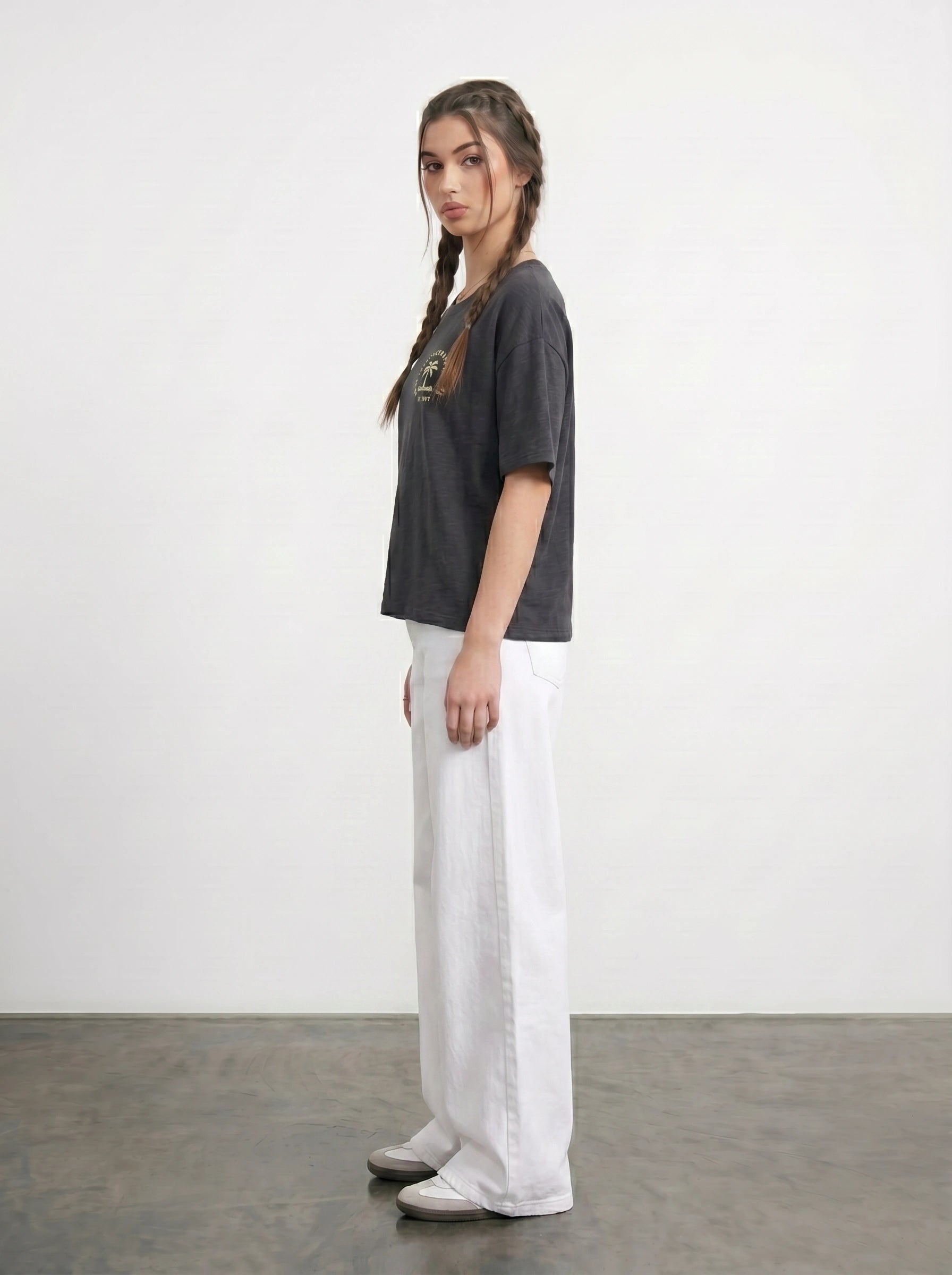 Charcoal Cropped Oversized Ibiza Printed Tshirt | Montivo Pakistan