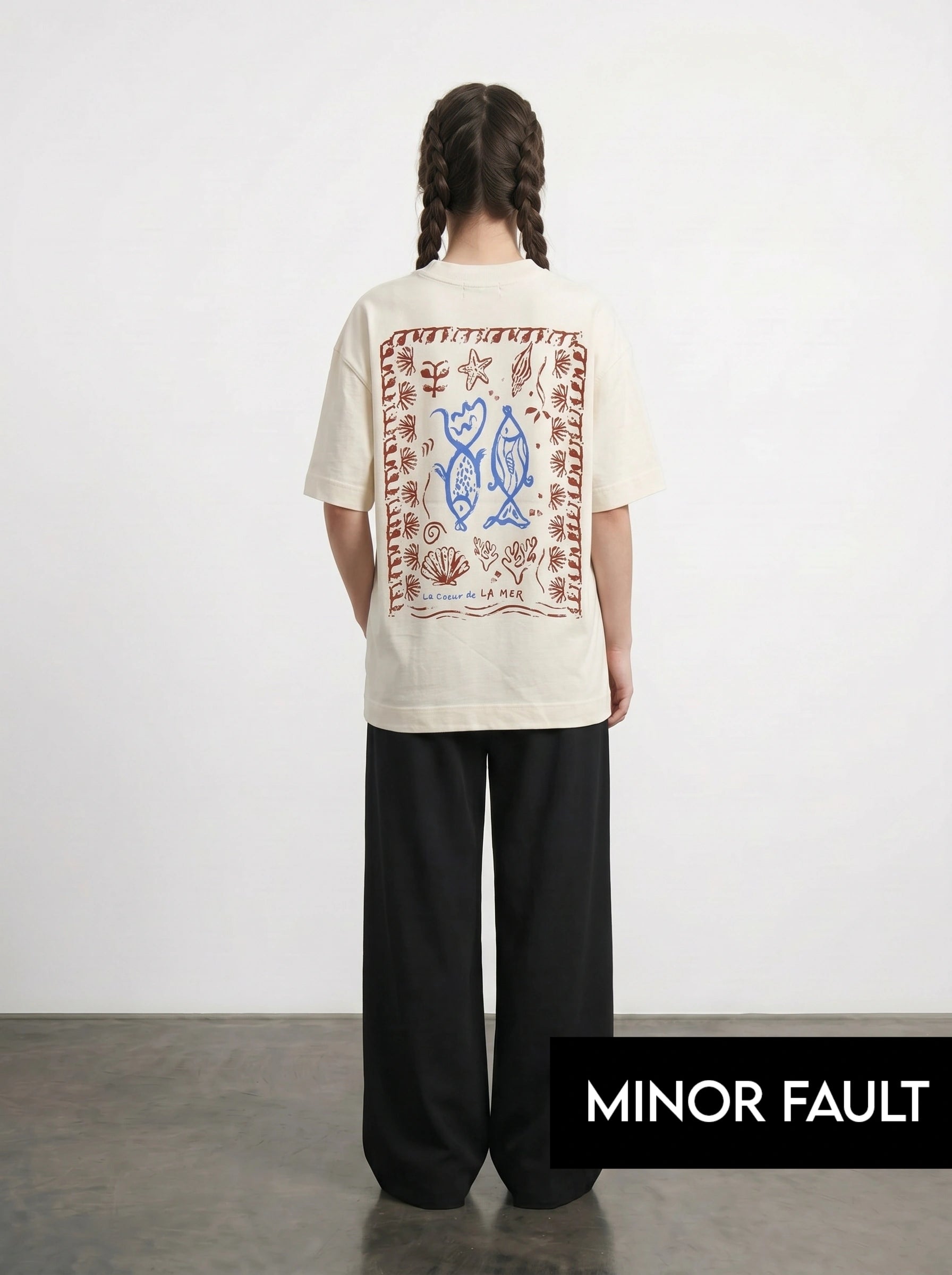 (Minor Fault) Ecru Lamer Oversized Graphic Printed Tshirt
