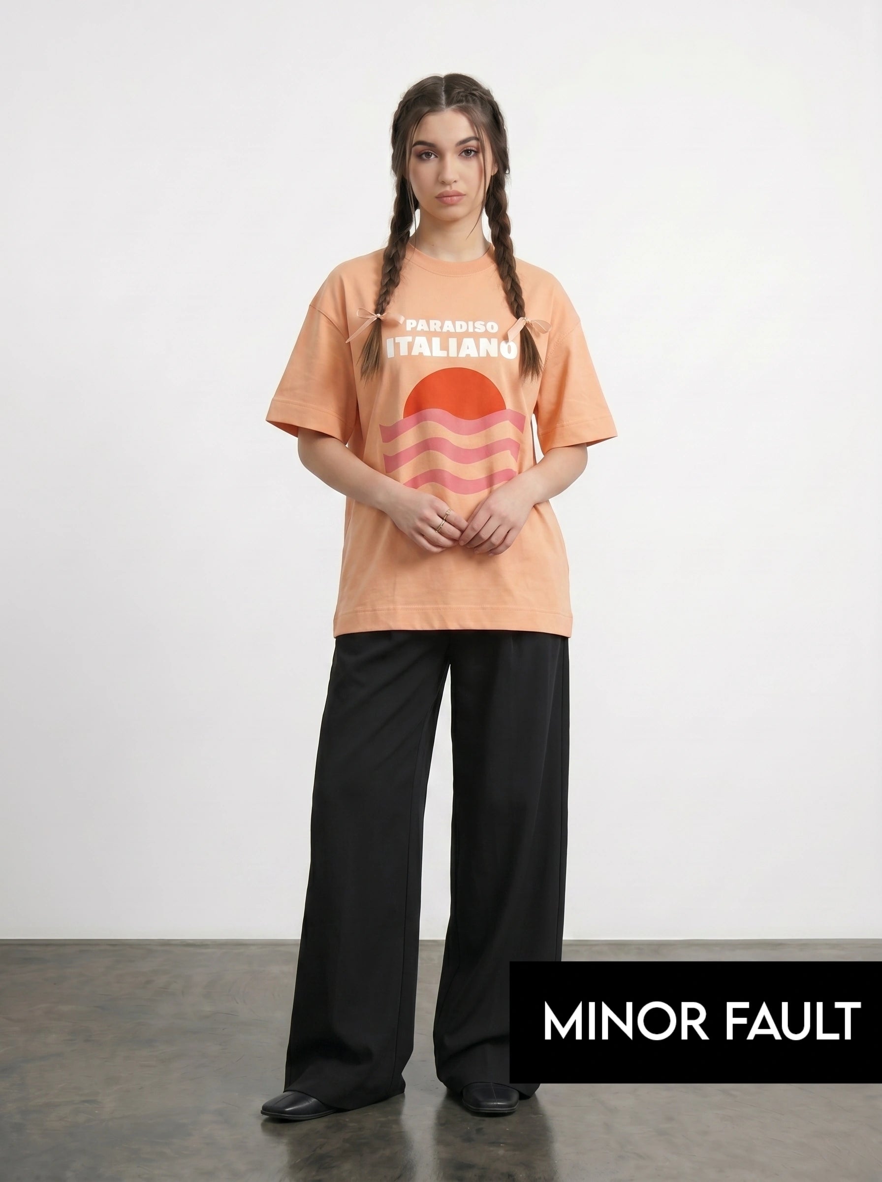 (Minor Fault) Peach Paradiso Oversized Graphic Printed Tshirt
