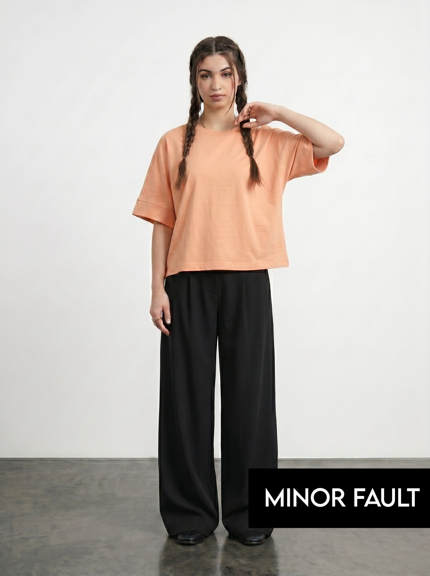 (Minor Fault) Peach Cropped Oversized Tshirt
