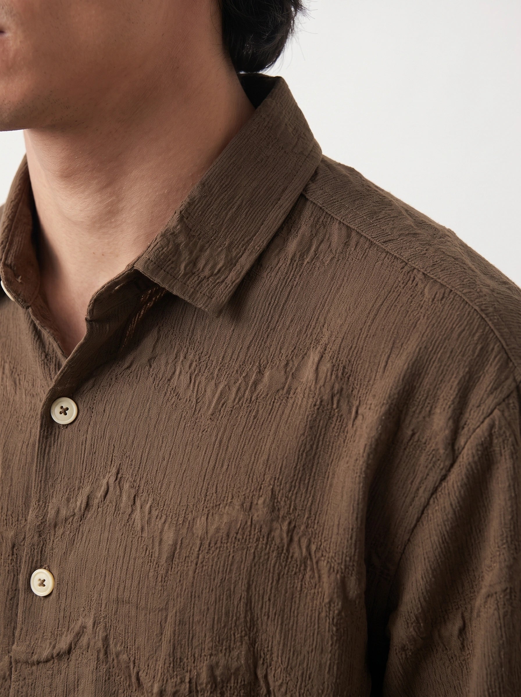 Chocolate Textured Oversized Box Fit Shirt