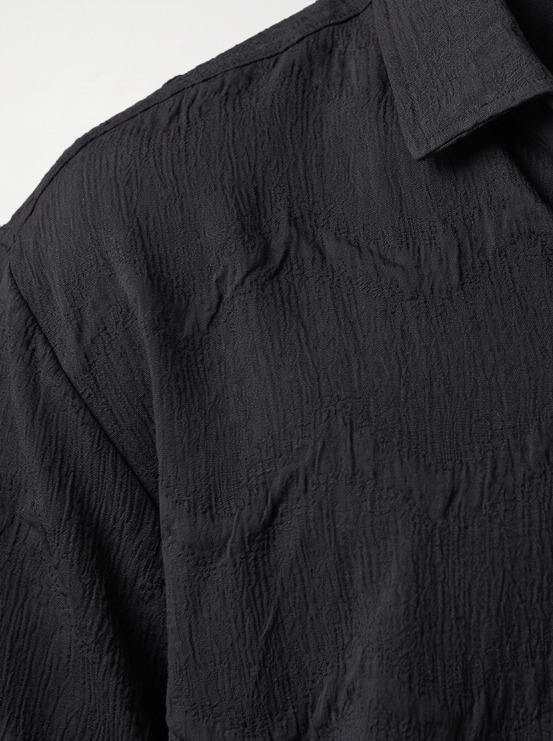 Black Textured Oversized Box Fit Shirt