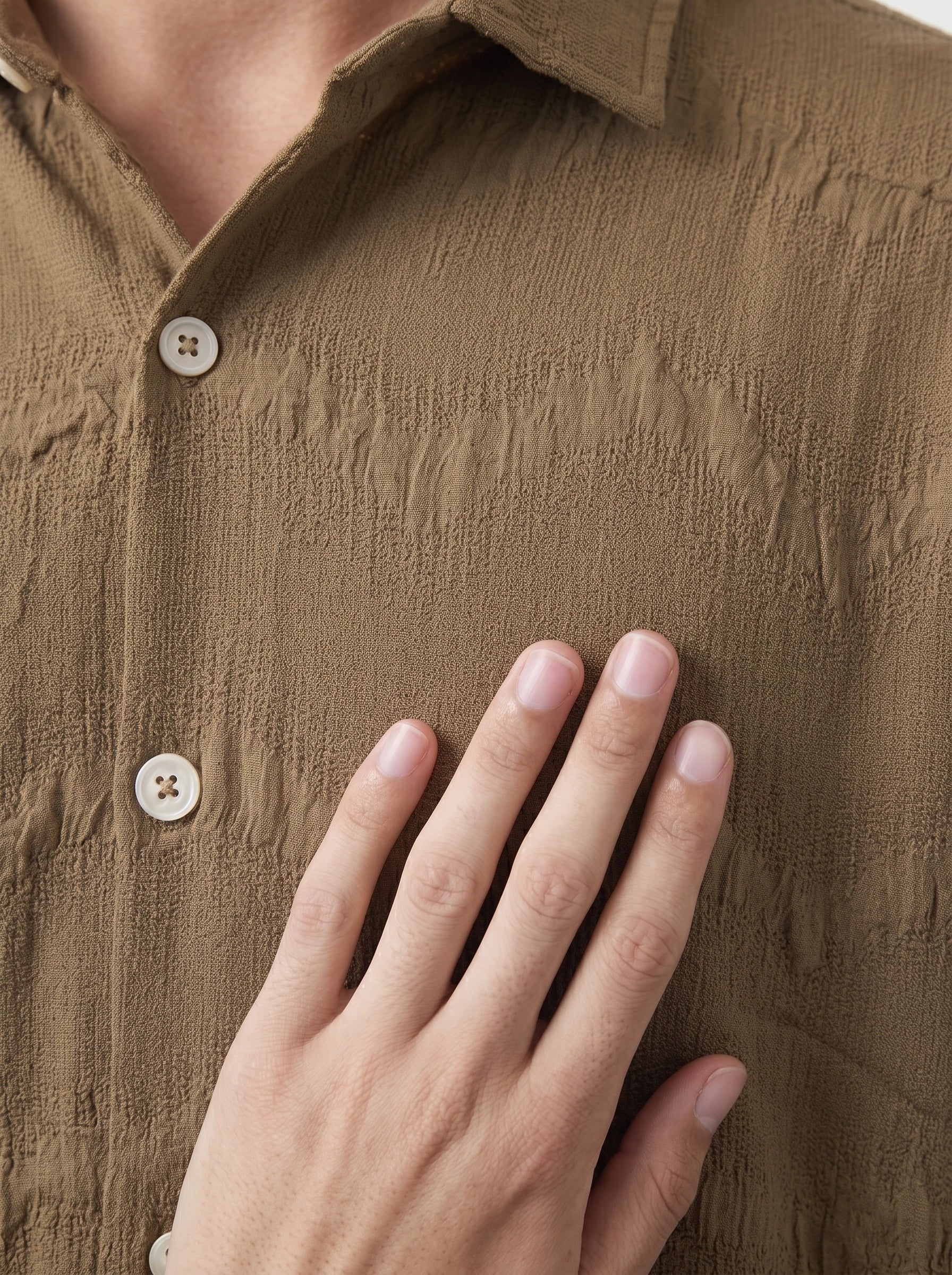 Brown Textured Oversized Box Fit Shirt